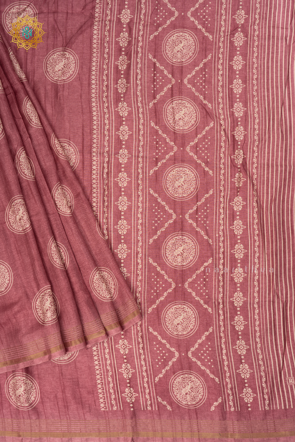 Onion Pink - Semi Tussar Silk Saree Allover Printed Buttas on the body with Zari Border