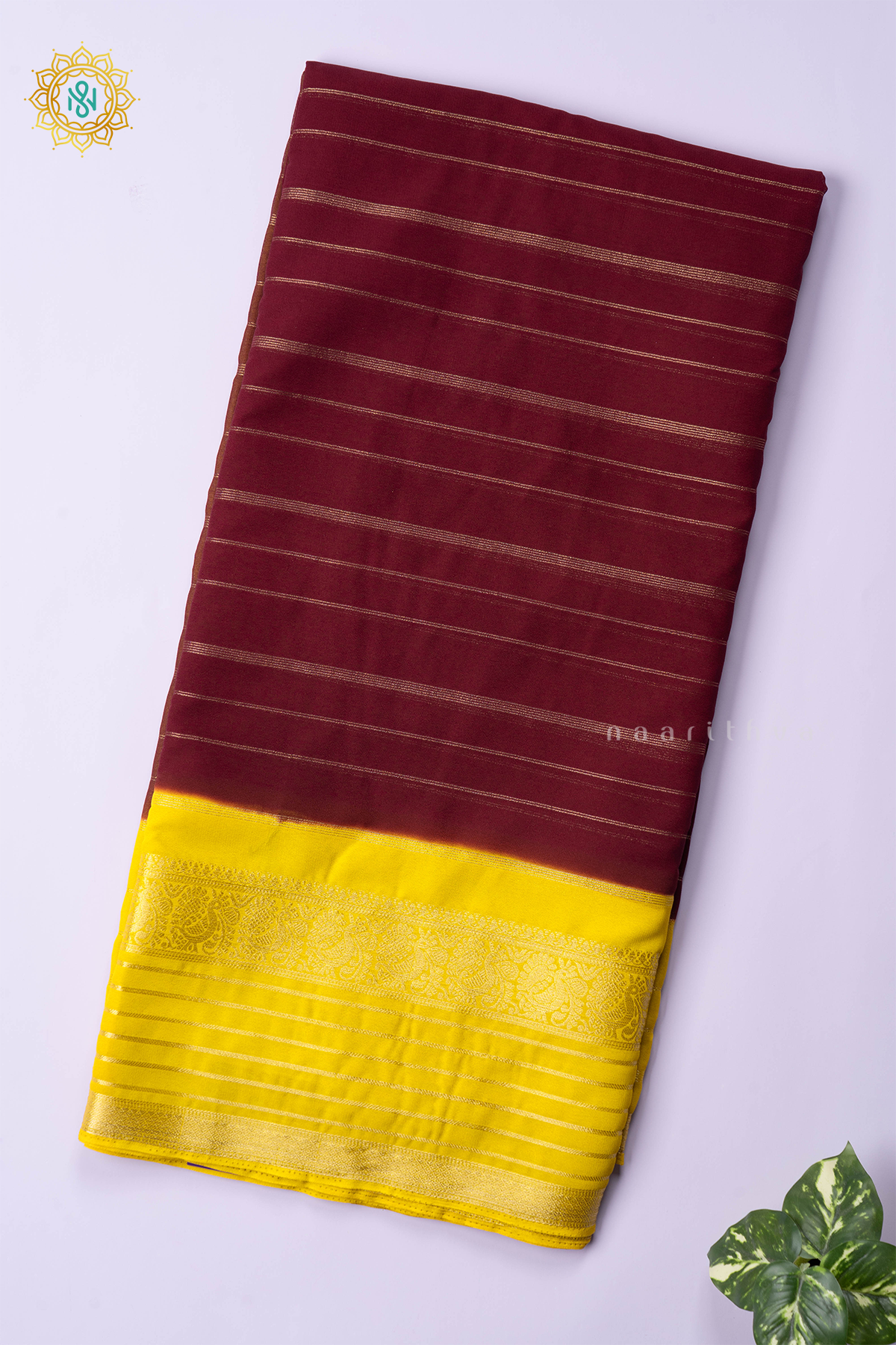 BROWN WITH YELLOW - SEMI GEORGETTE