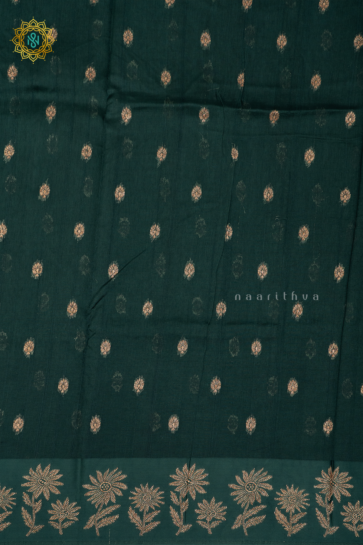 BOTTLE GREEN - SEMI TUSSAR SILK