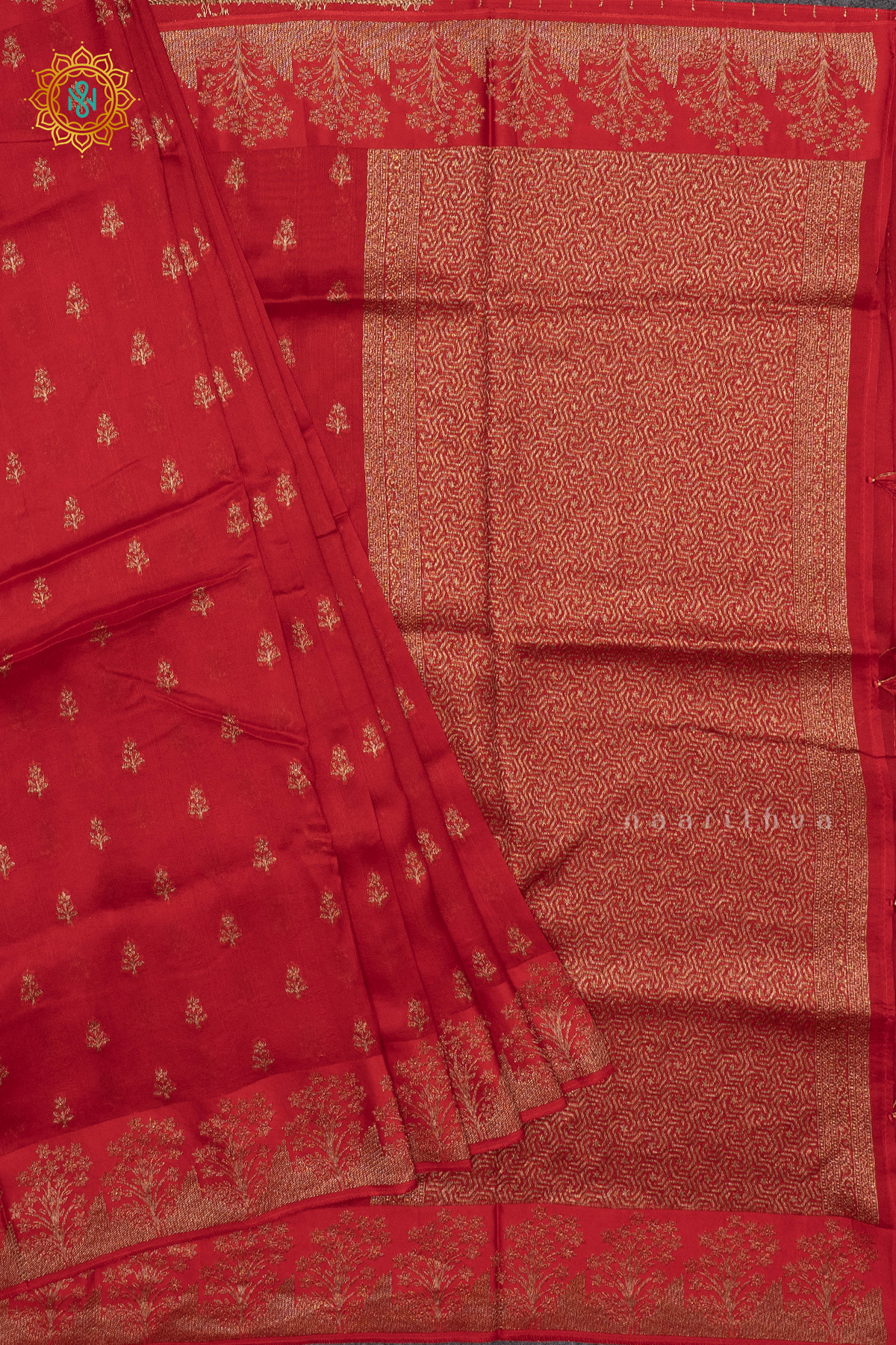 RED - SEMI TUSSAR SILK