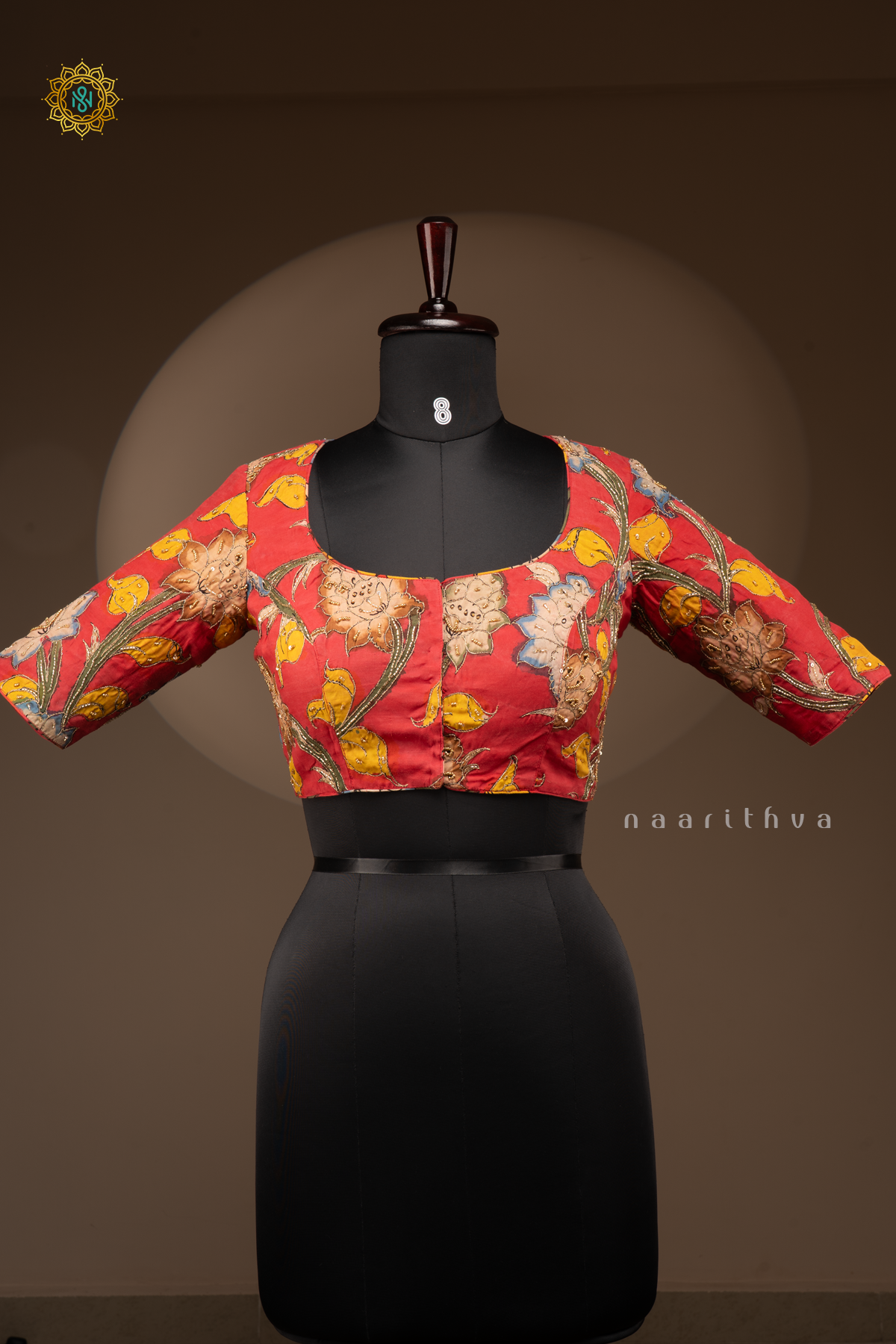 Red - Pure Silk With Hand Painted Pen Kalamkari Readymade Blouse