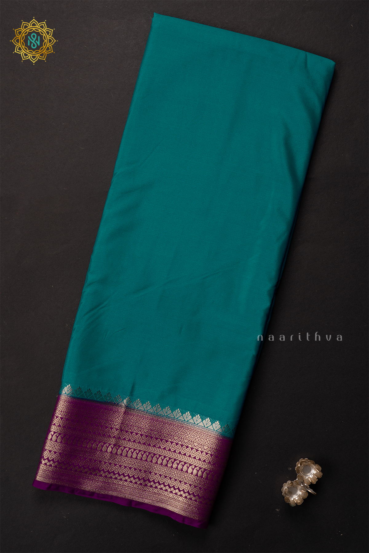 SKY BLUE WITH WINE - SEMI MYSORE CREPE SILK