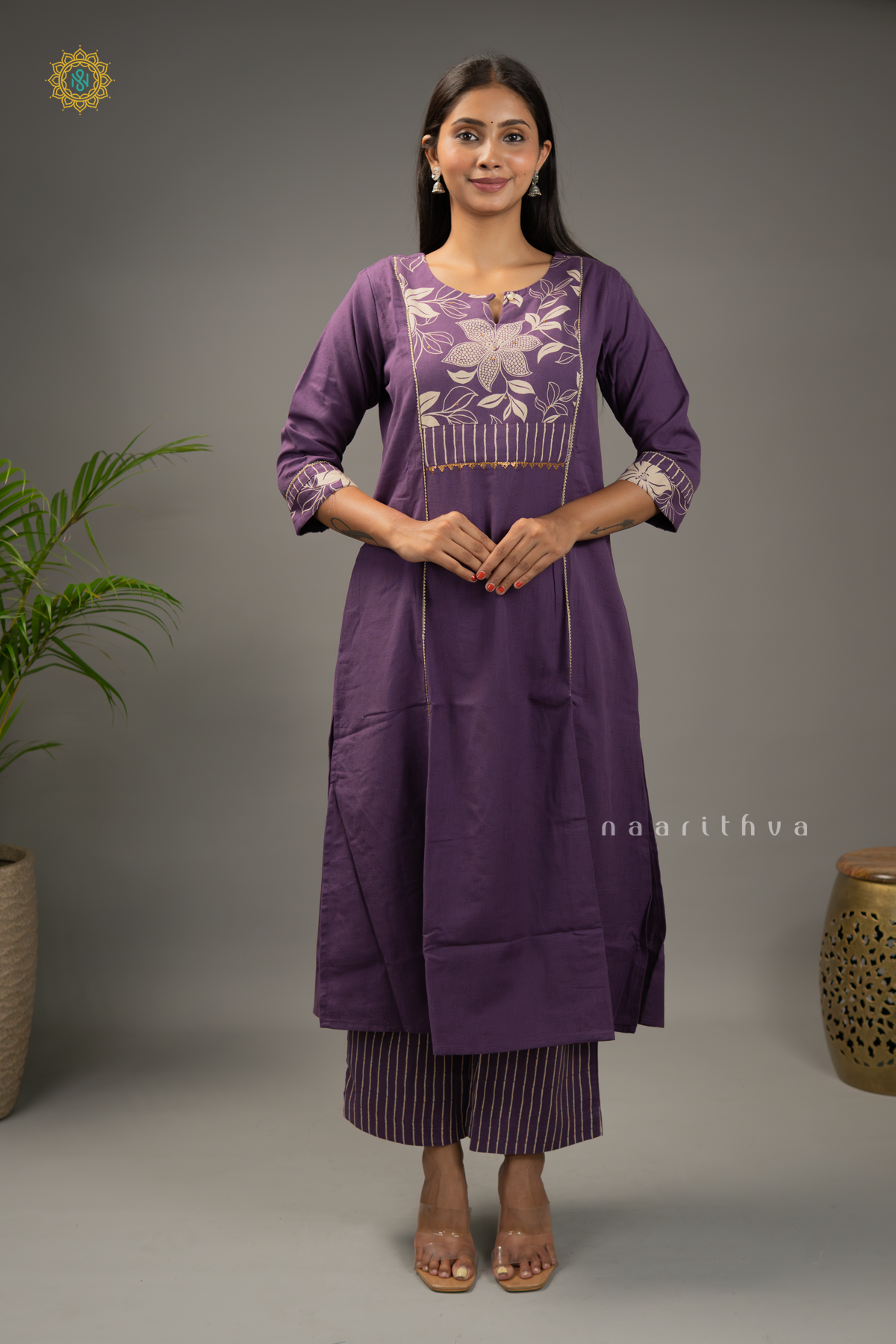 LAVENDER - COTTON 2PC SALWAR SUIT WITH PRINTED TOP & BOTTOM