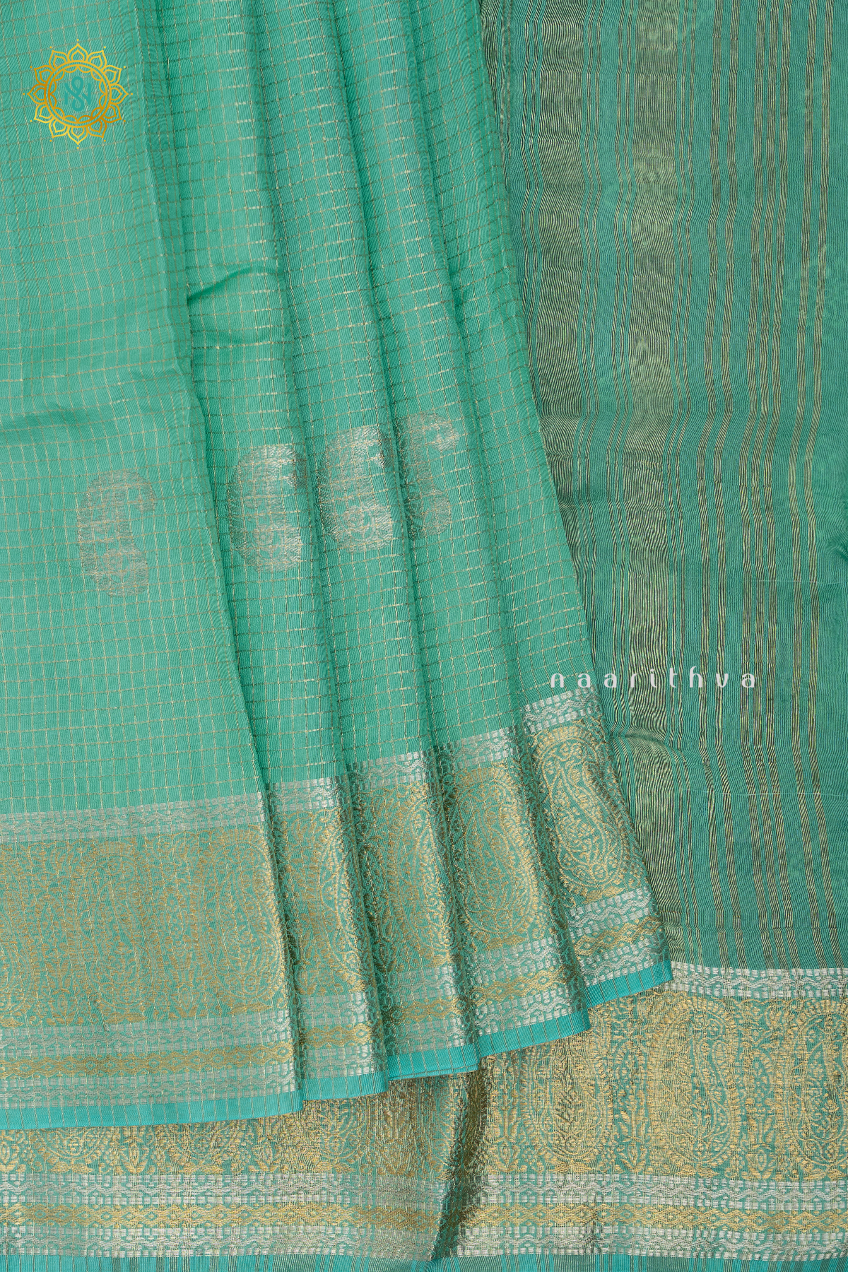 AQUA GREEN WITH BOTTLE GREEN - DOLA SILK