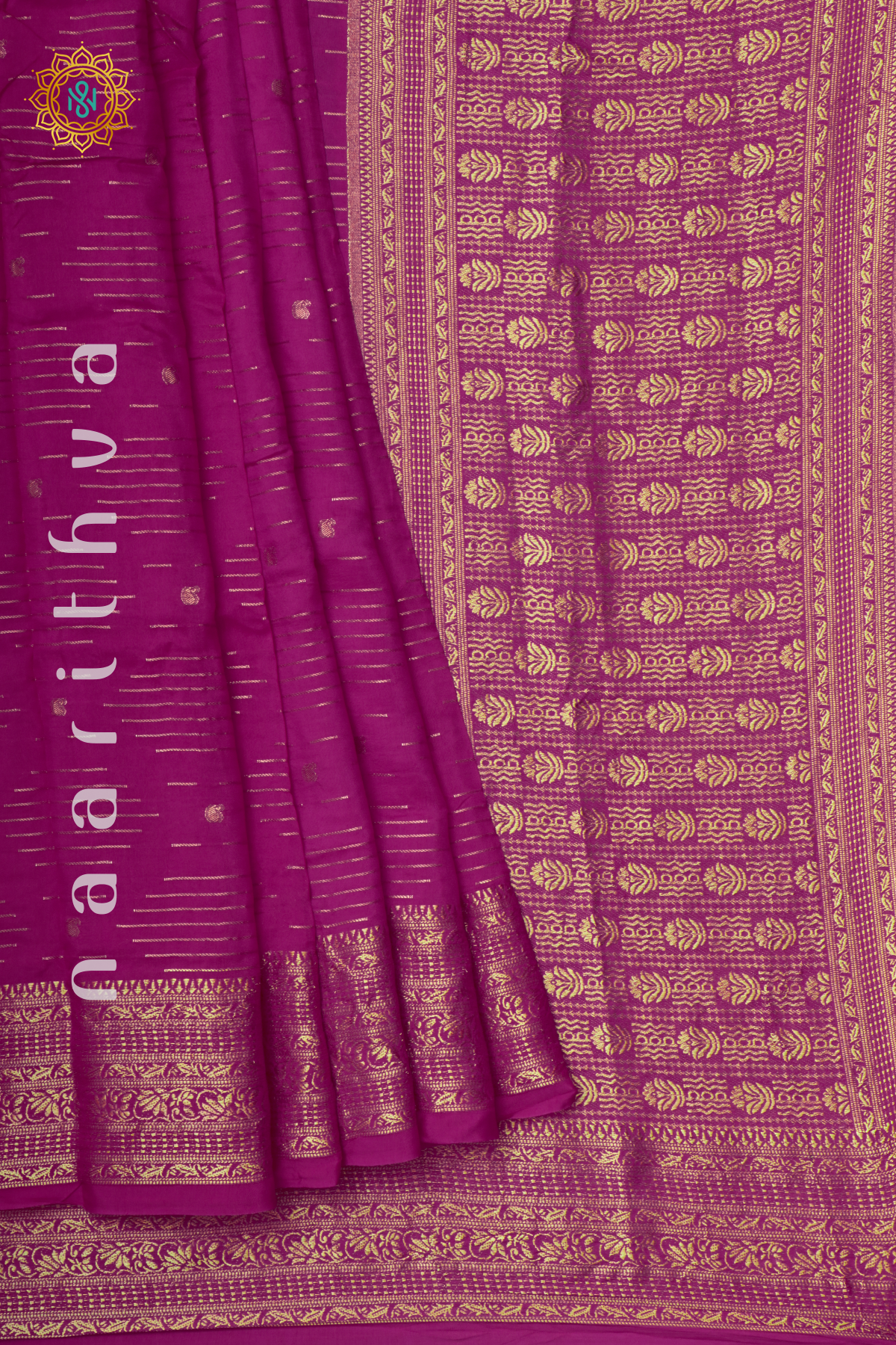 PINK WITH PEACOCK GREEN - DOLA SILK