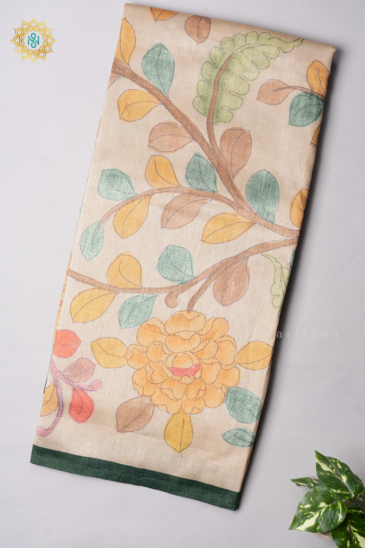 OFF WHITE WITH GREEN - SEMI GICHA TUSSAR