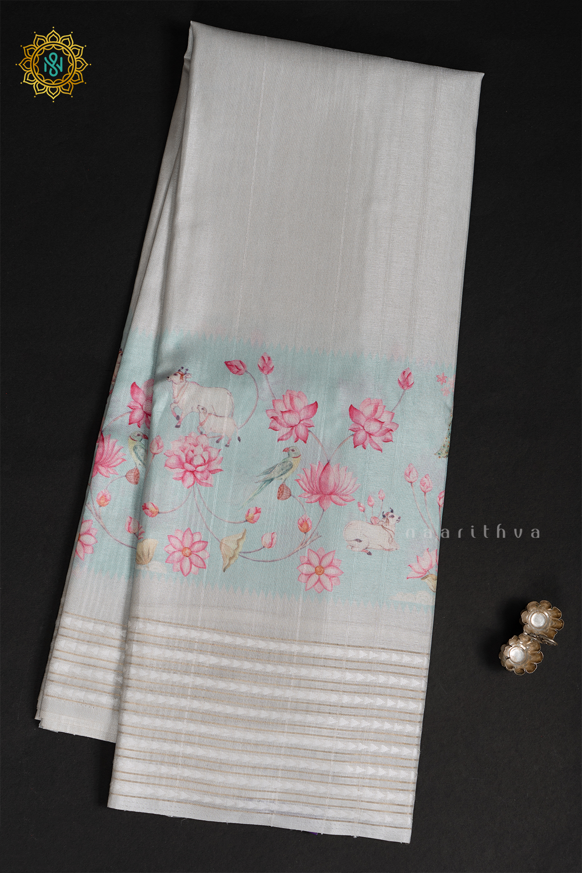 OFF WHITE WITH AQUA BLUE - KOTHA TUSSAR