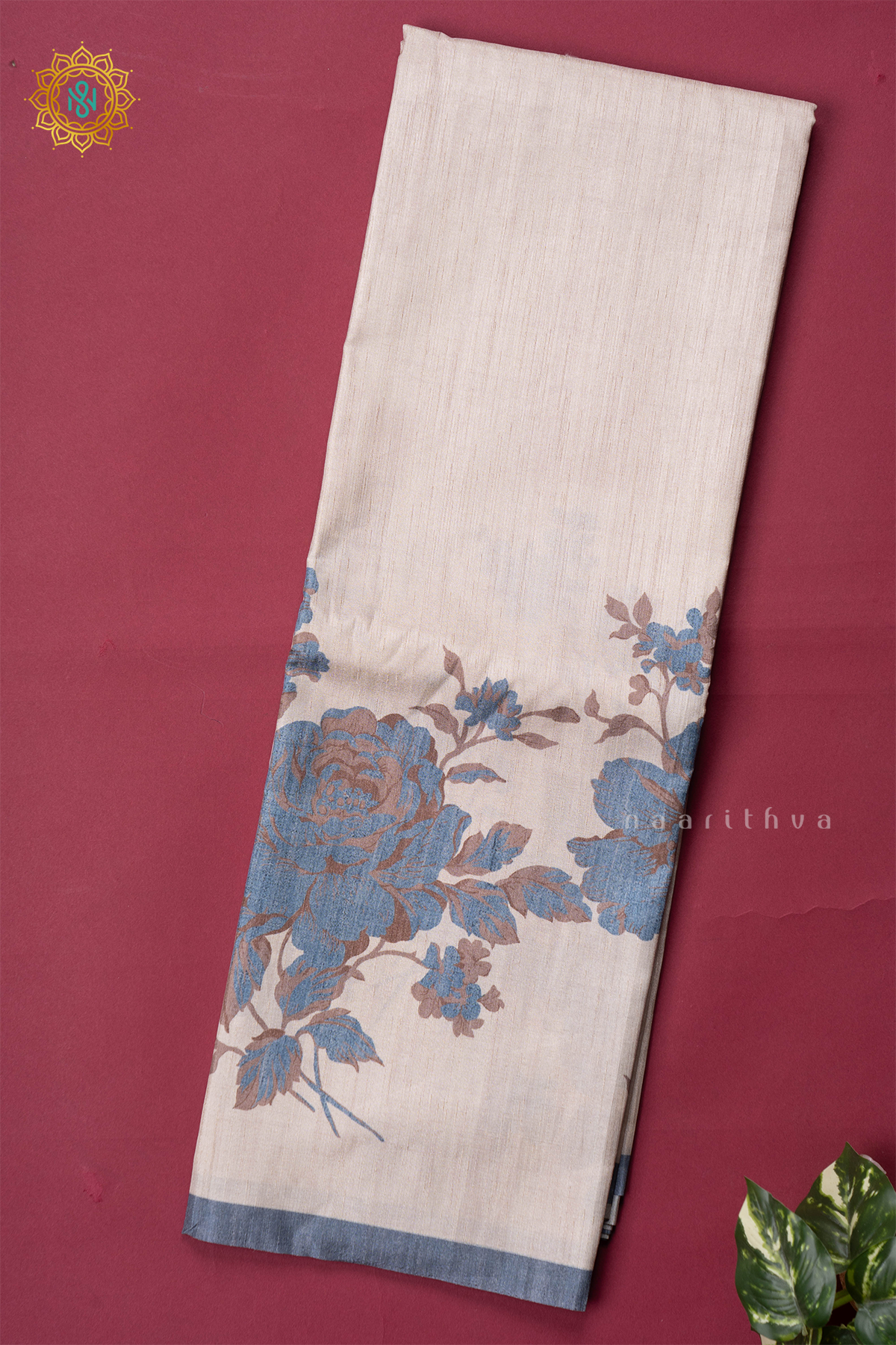 OFF WHITE WITH AQUA BLUE - KOTHA TUSSAR