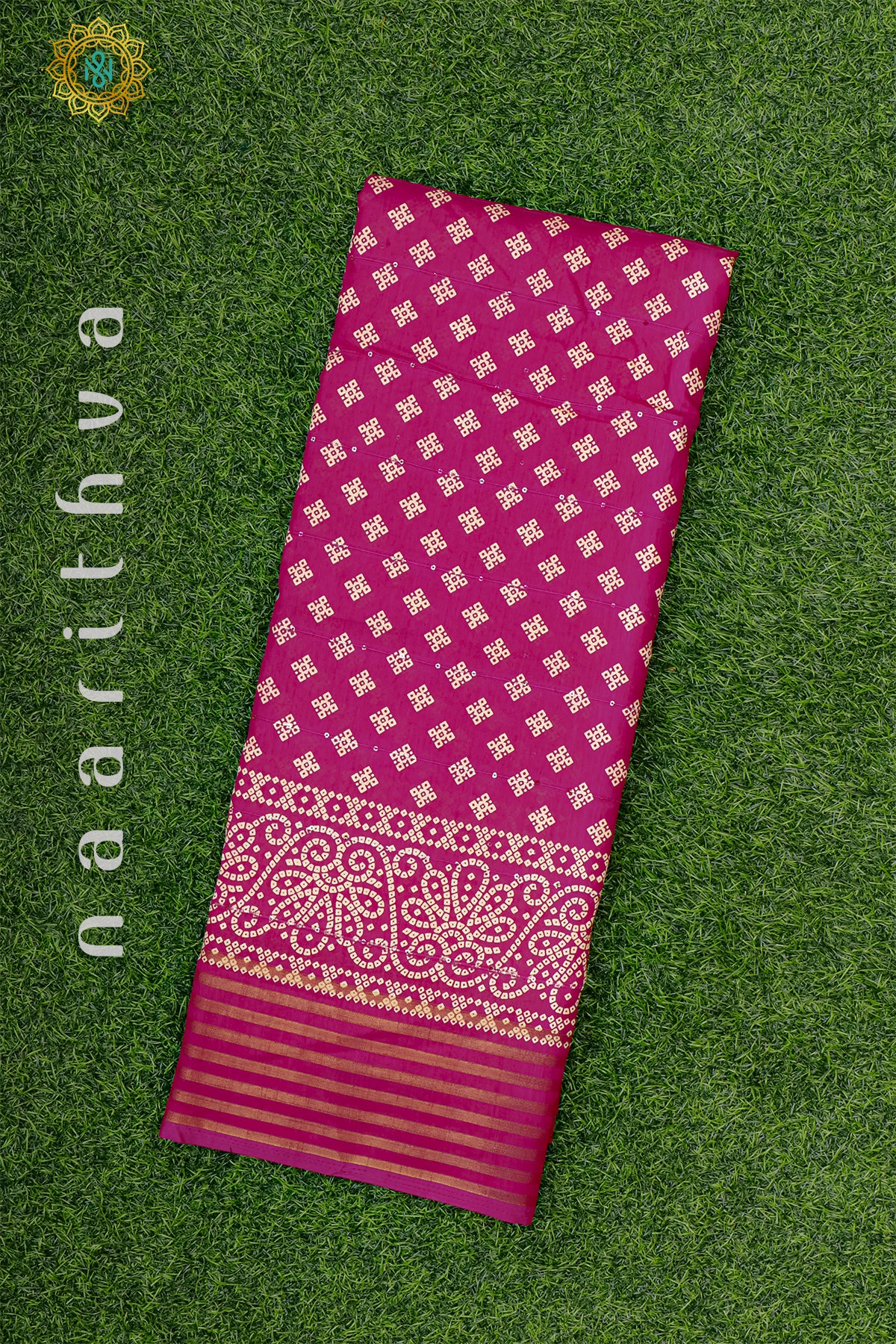 Pink Dola Silk Saree With Printed Body And Tissue Border