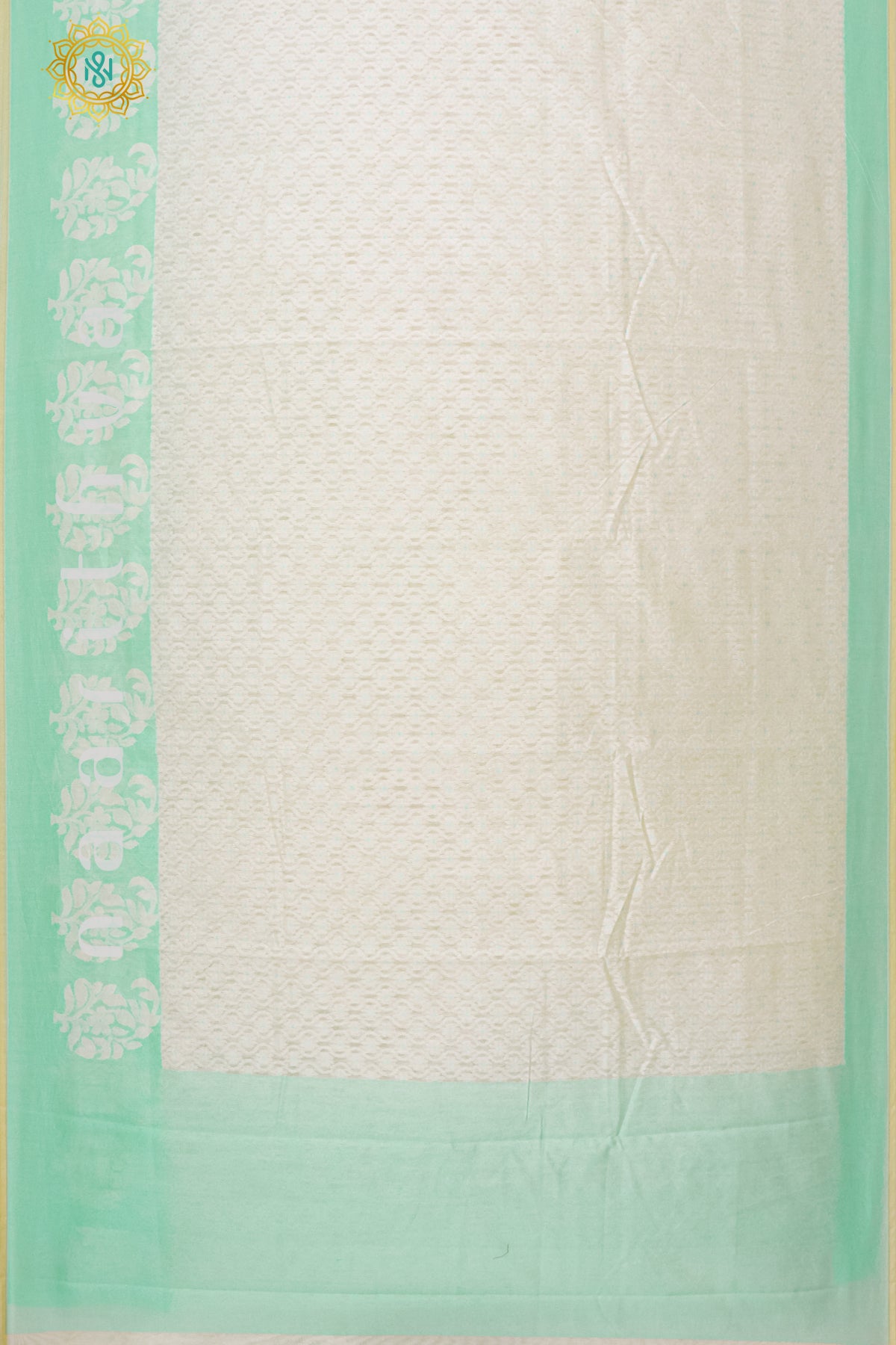 WHITE WITH AQUA GREEN - KOTA COTTON