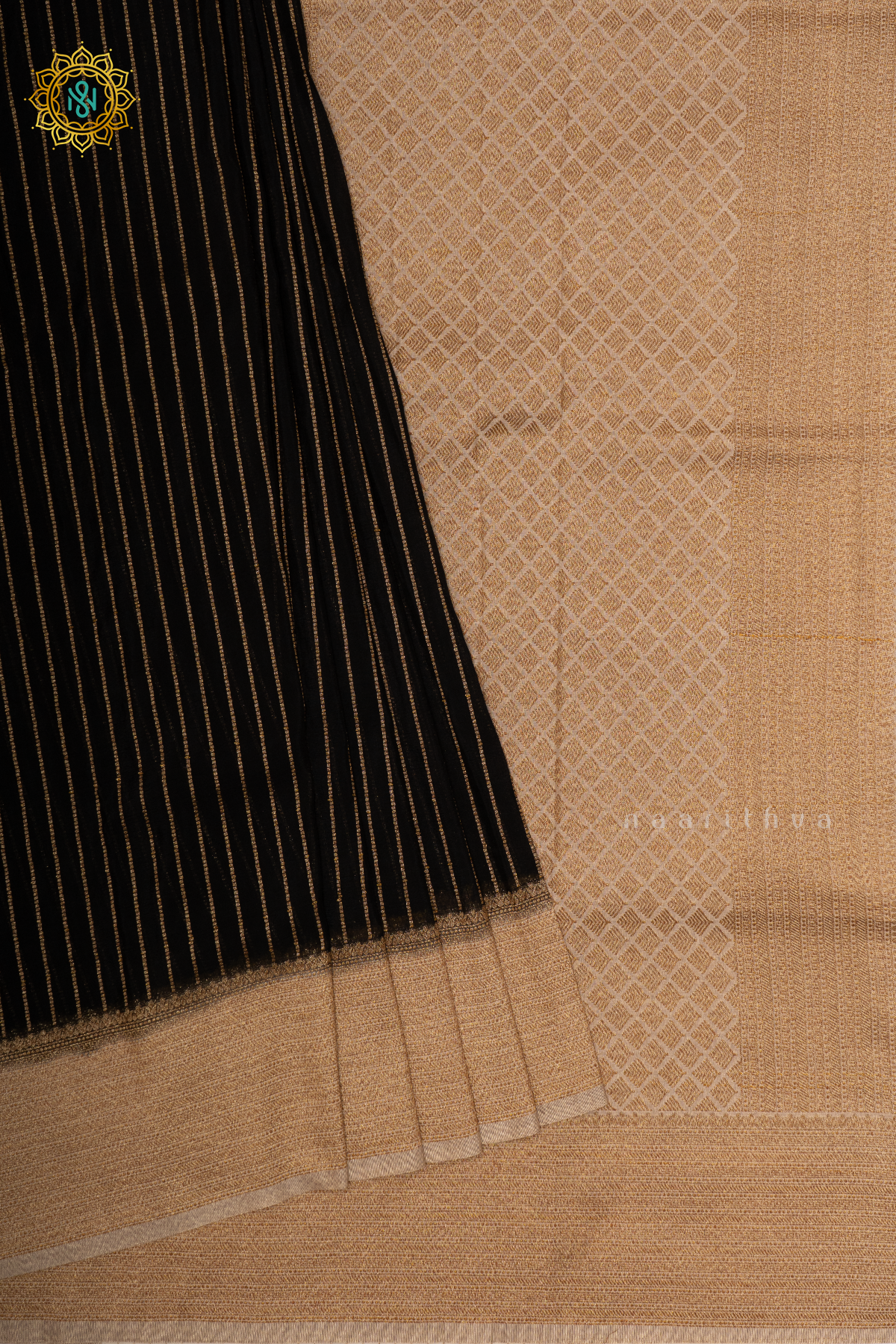 BLACK WITH WHITE - SEMI CREPE GEORGETTE