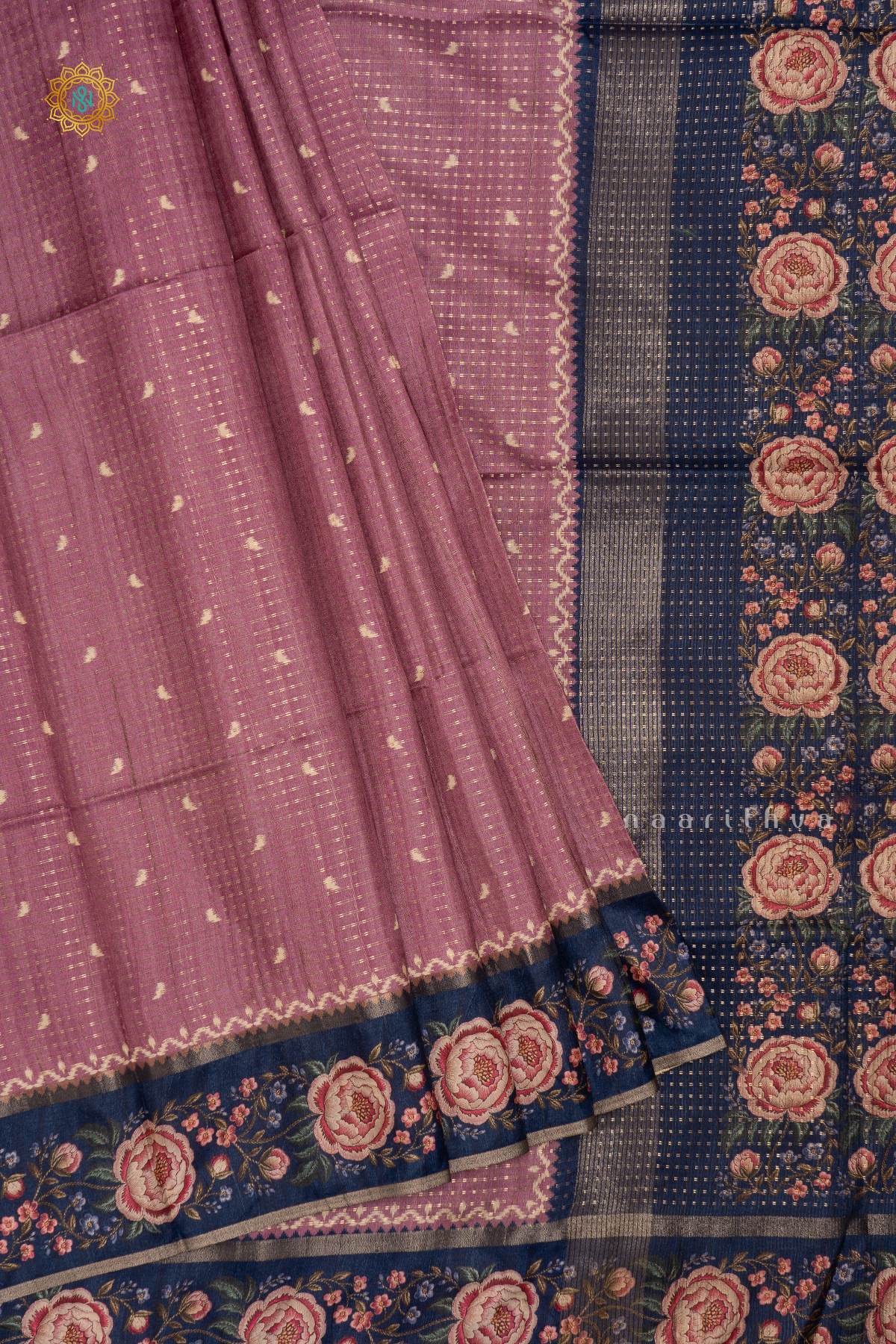 ROUGE PINK BLUE - SEMI TUSSAR SILK