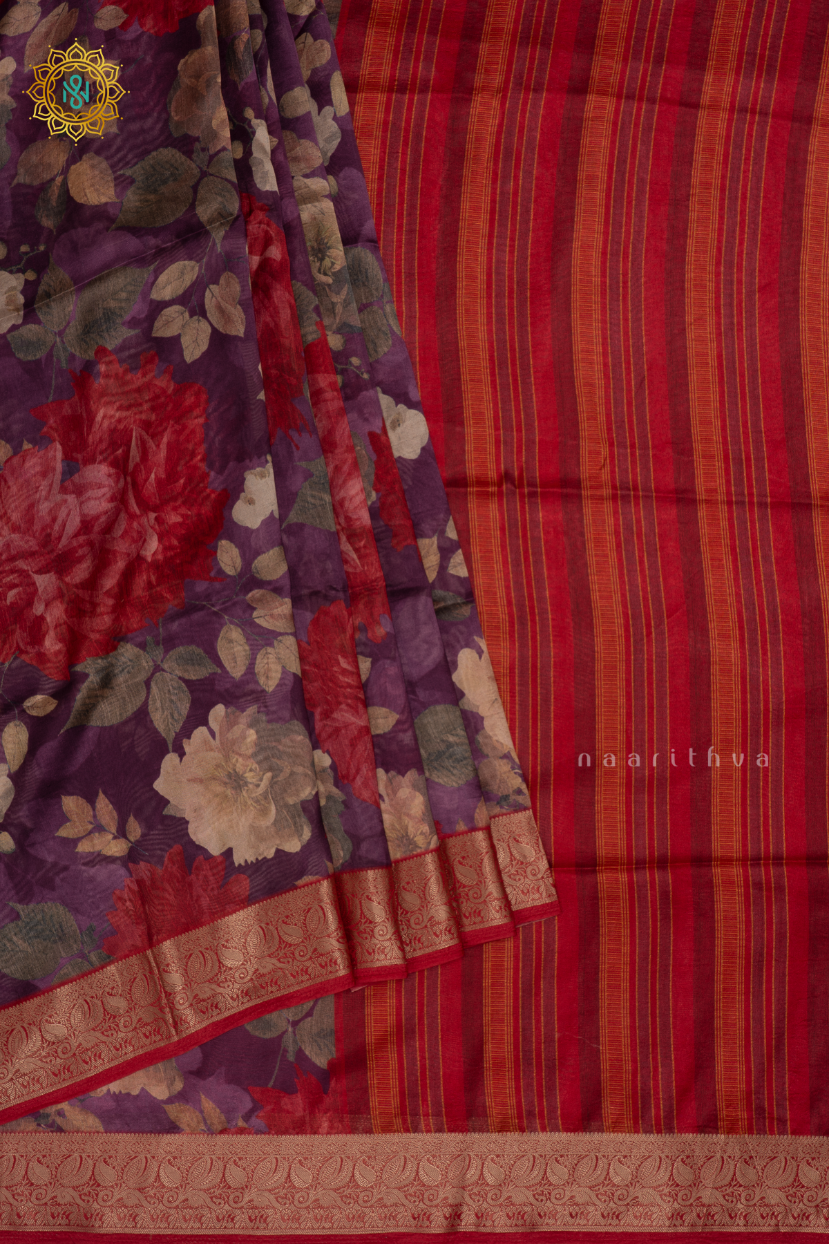 PURPLE WITH RED - SOFT TUSSAR