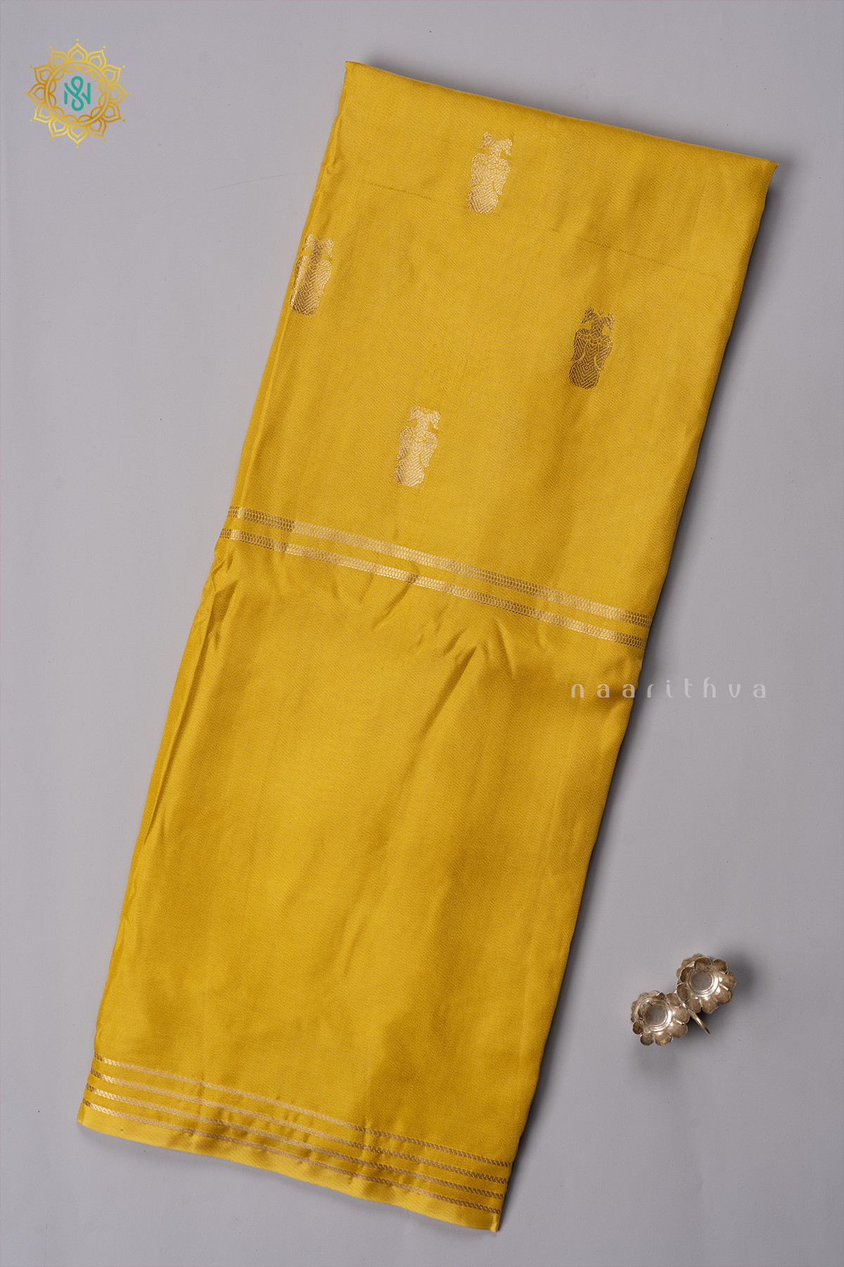 YELLOW WITH PINK - SEMI CREPE SILK