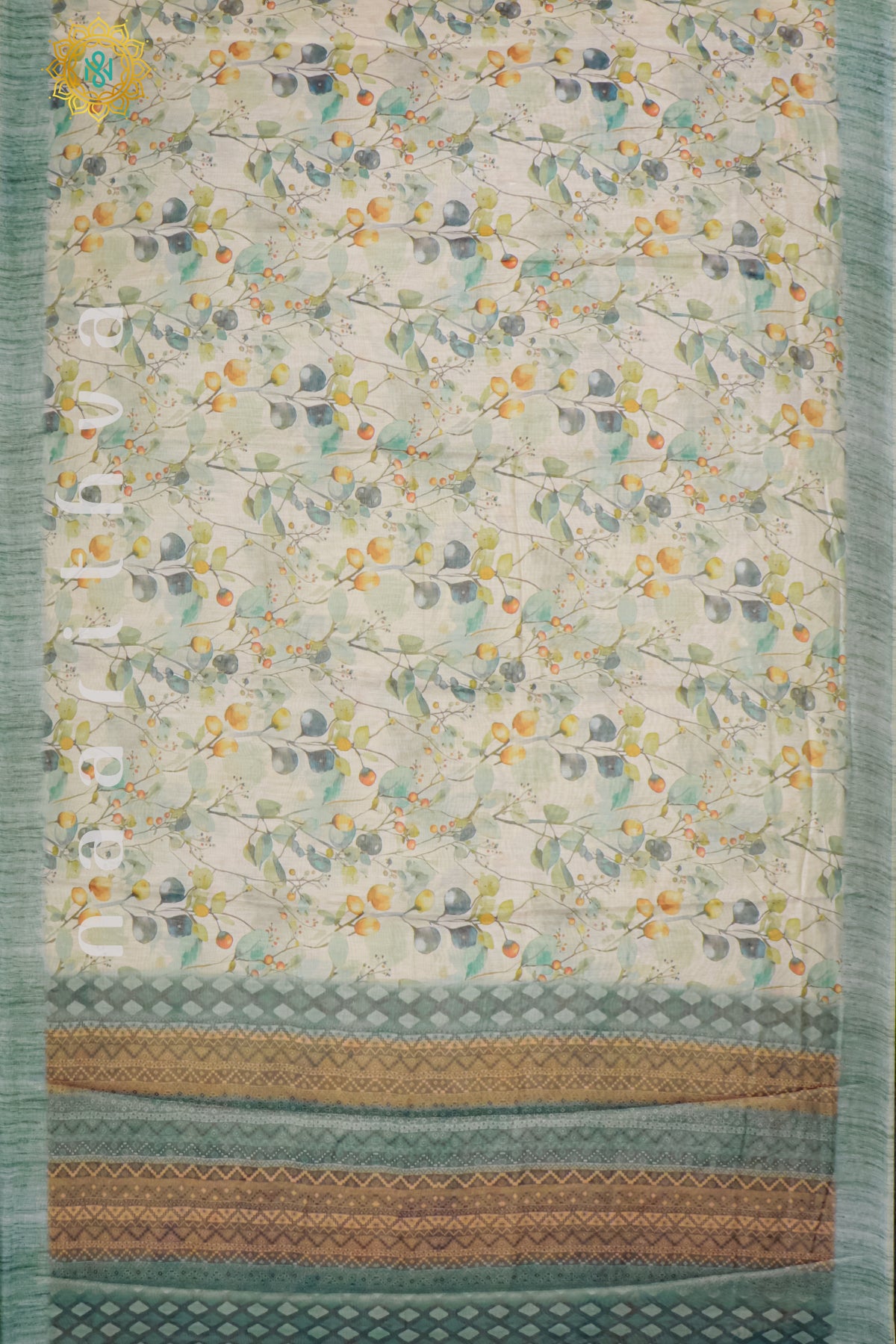 OFF WHITE WITH SAGE GREEN - SOFT TISSUE LINEN