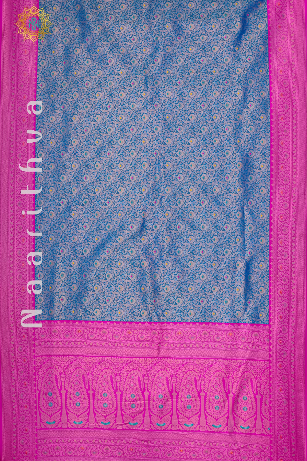 BLUE WITH PINK - SEMI KANCHI