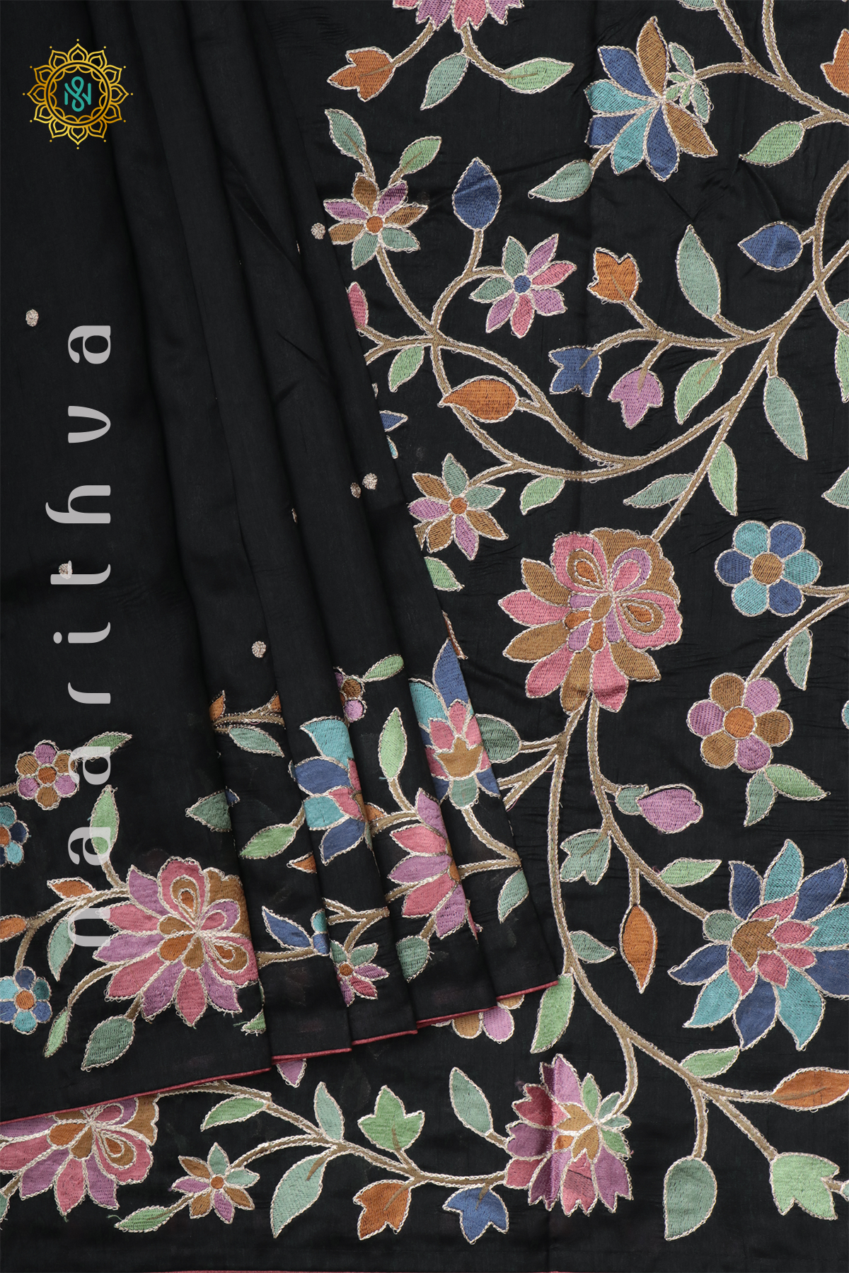 BLACK - SEMI TUSSAR SILK