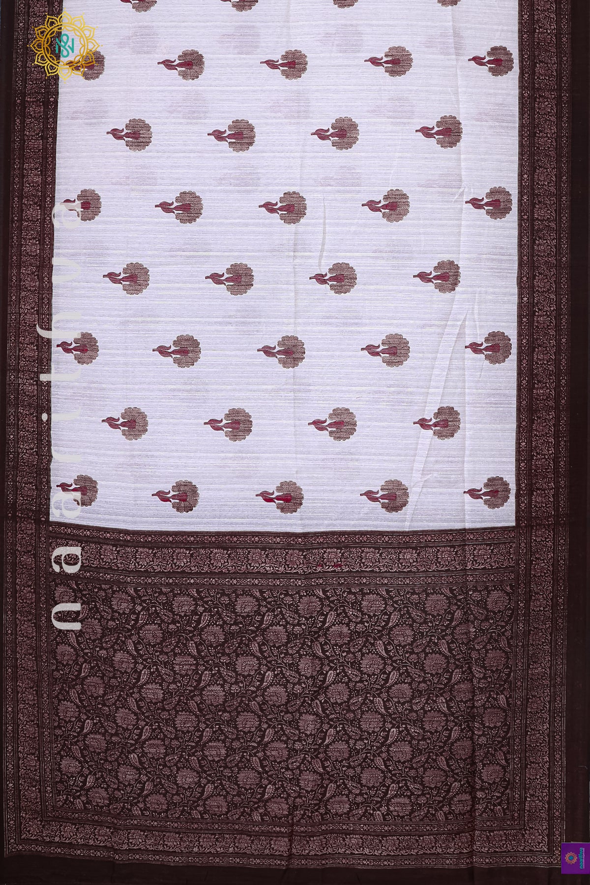 WHITE WITH BROWN - JUTE COTTON