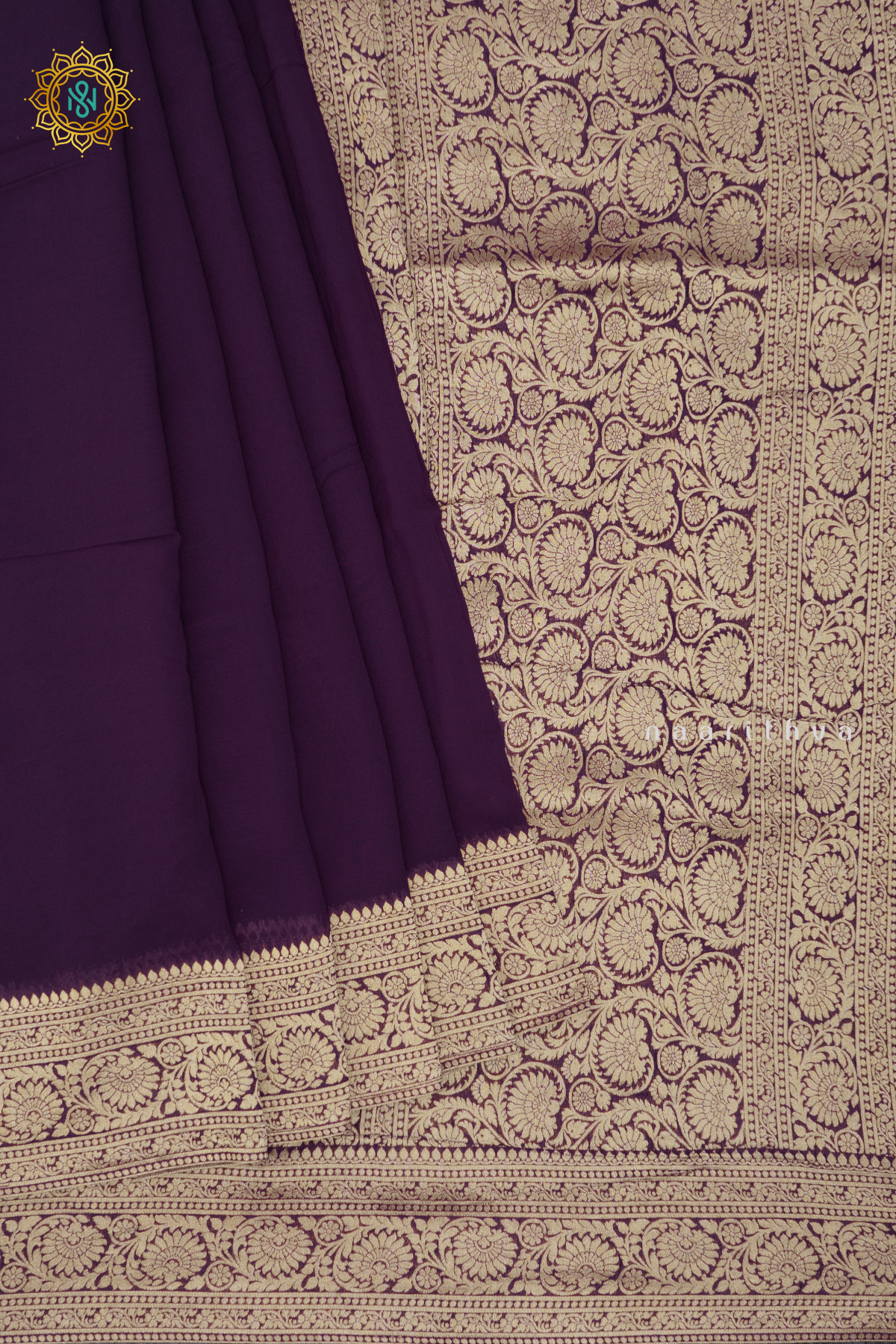 PURPLE WITH YELLOW - SEMI GEORGETTE