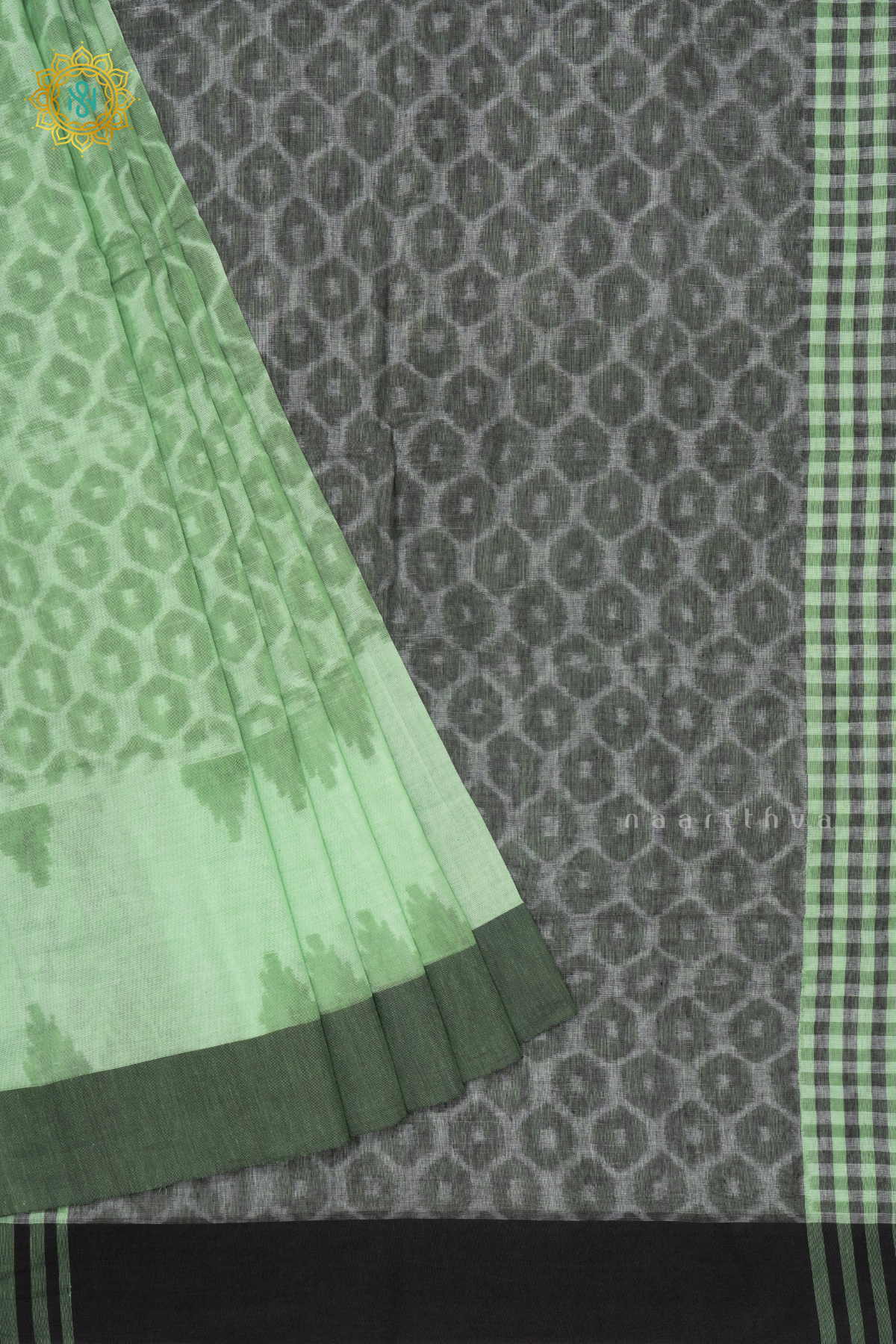 LIGHT GREEN WITH BLACK - MUL COTTON