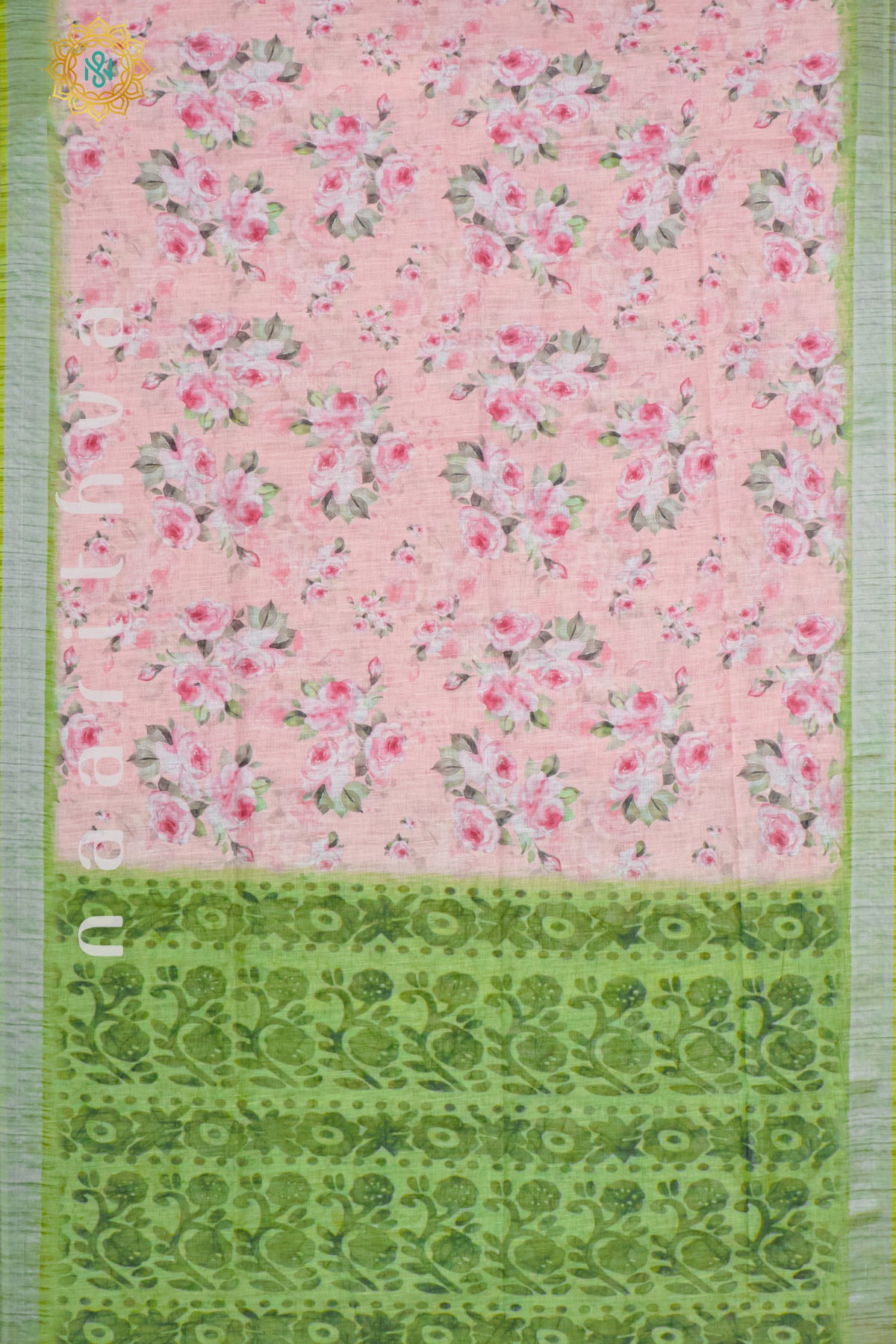 PINK WITH GREEN - LINEN BY COTTON