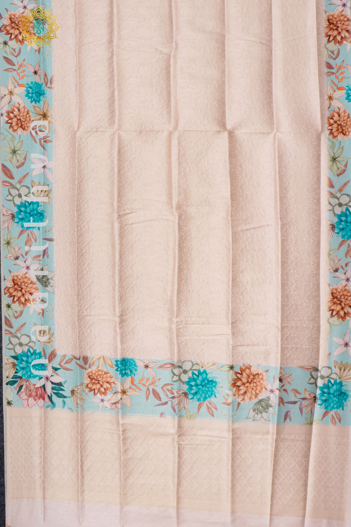 PEACH WITH SKY BLUE - SOFT TUSSAR
