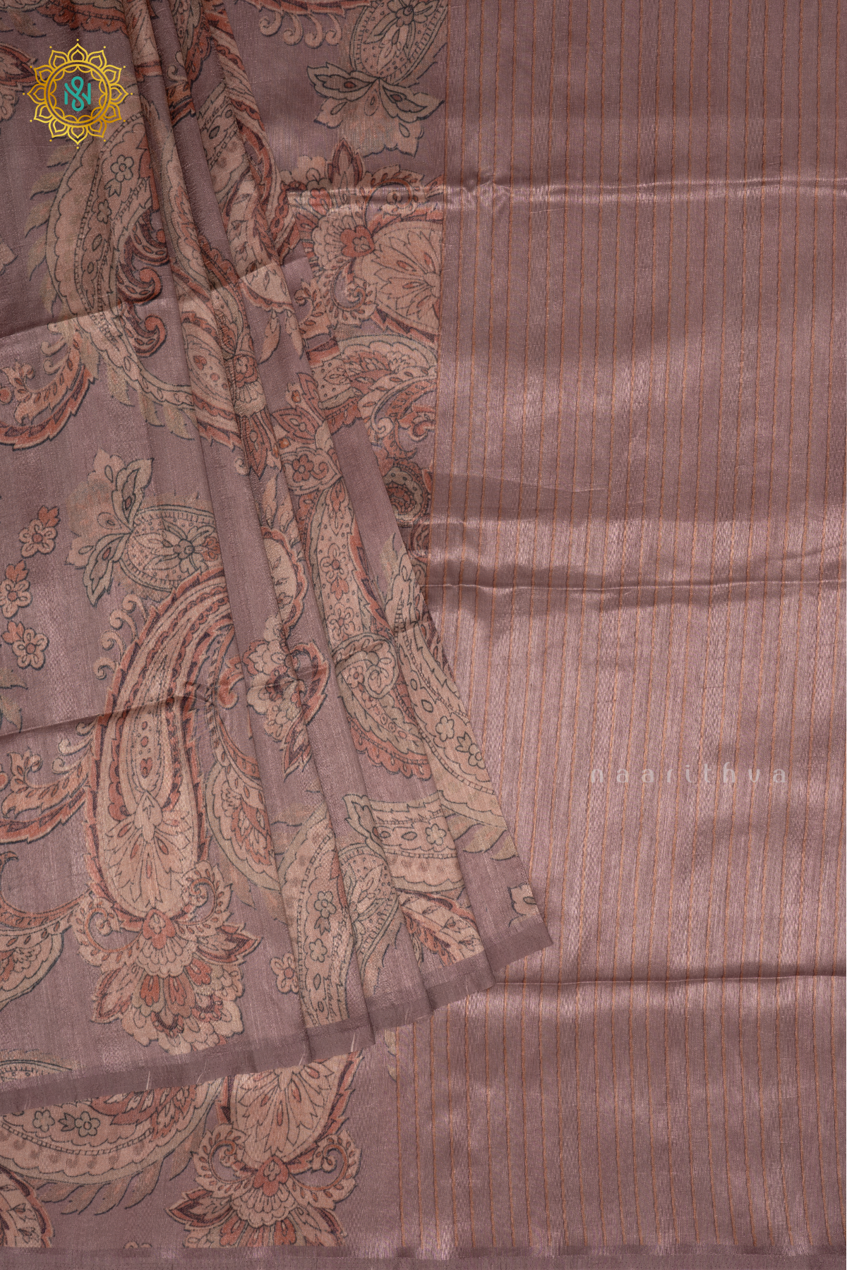Light Pink Semi Gicha Tussar Saree With Printed Body, Pallu And Blouse