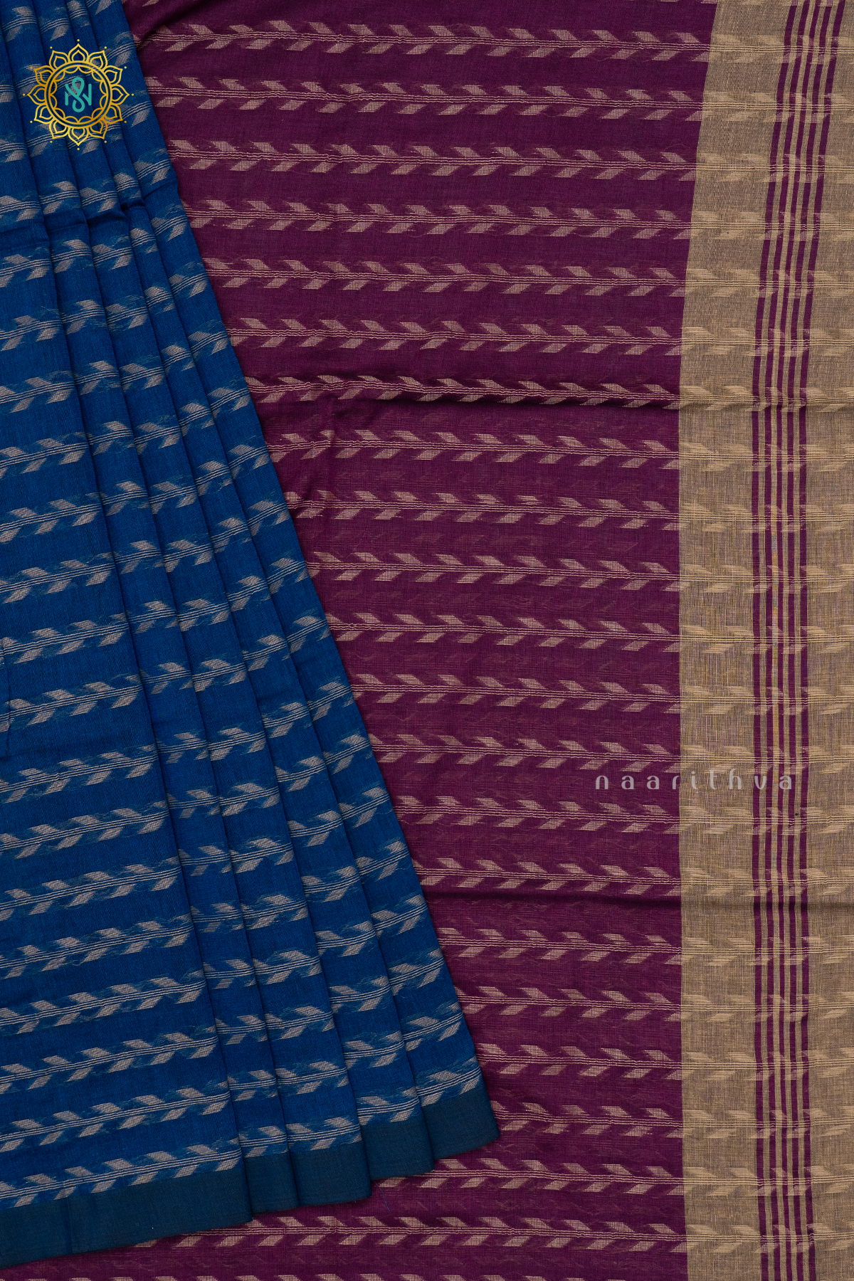 BLUE WITH MAGENTA - MUL COTTON