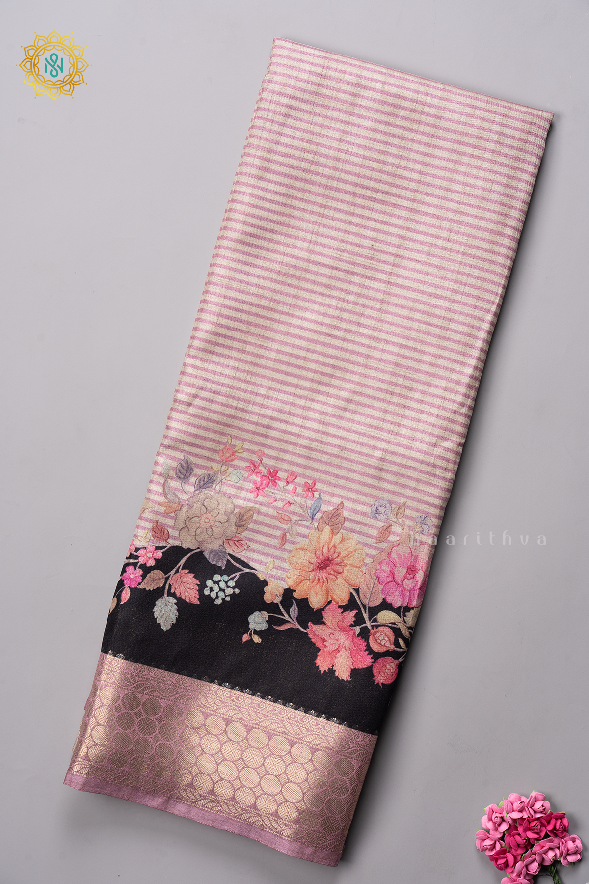 LIGHT PINK WITH BLACK - SEMI TUSSAR