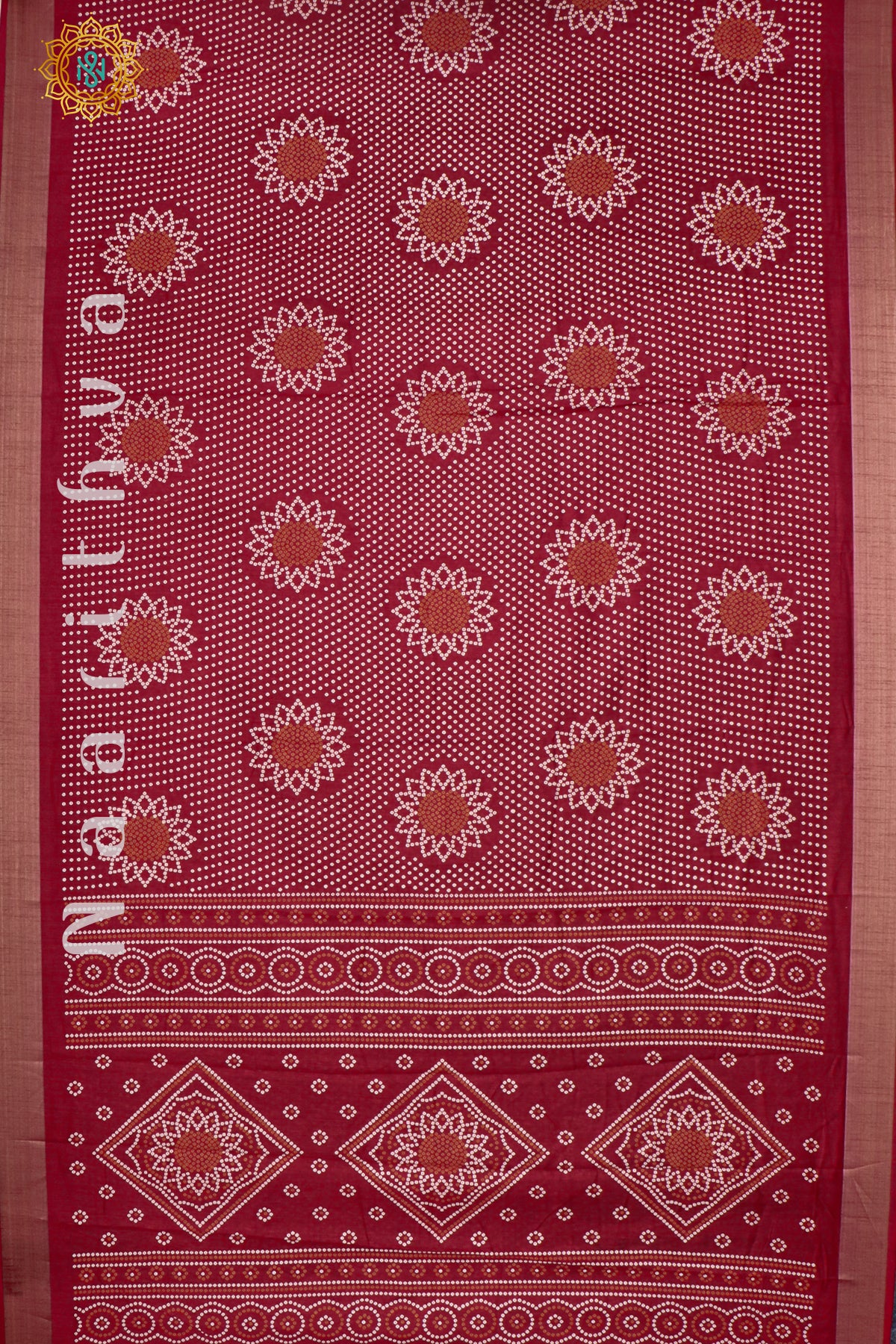 Maroon Dola Silk Saree With Printed Body And Tissue Border