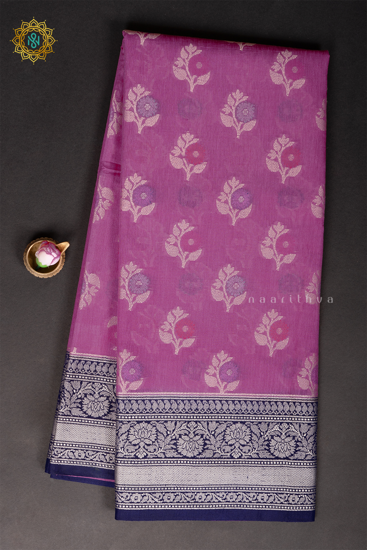 PINK WITH BLUE - JUTE COTTON
