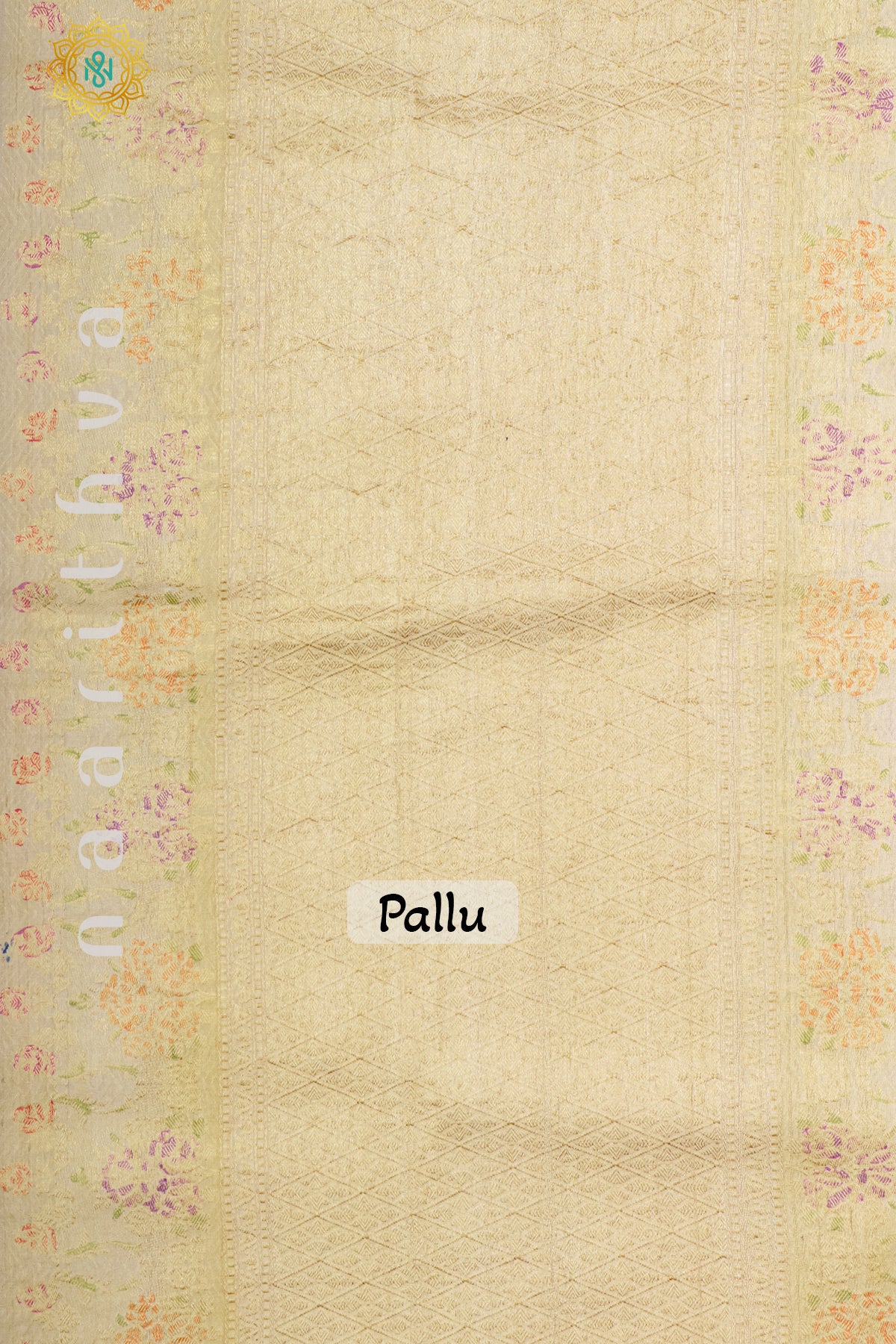 BLUE WITH OFF WHITE & RANI PINK - PURE HAND PAINTED TUSSAR GEORGETTE