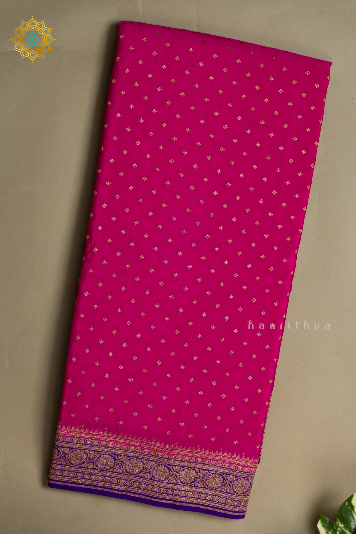 PINK WITH PURPLE - PURE BANARASI CREPE