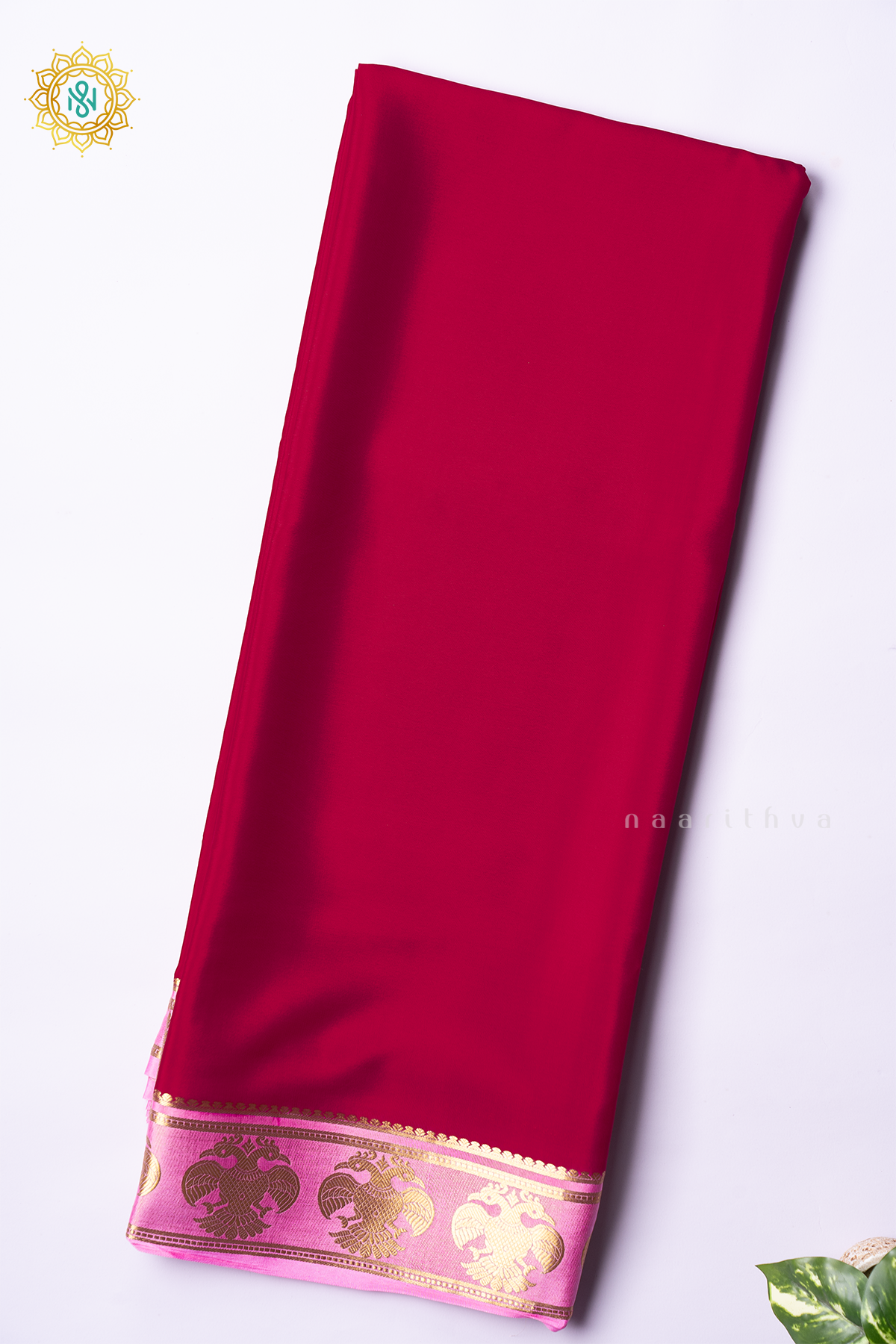 RANI PINK WITH LIGHT PINK - PURE MYSORE CREPE SILK