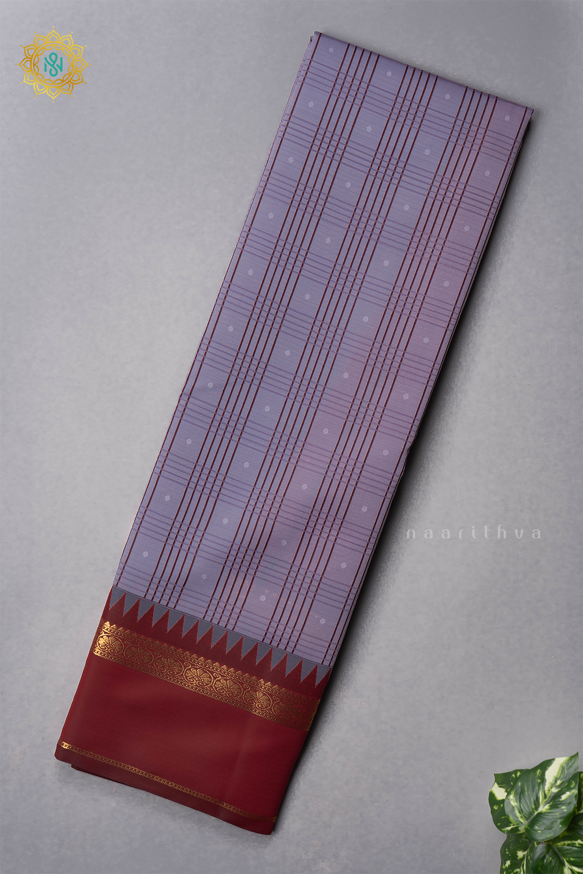 LAVENDER WITH RED - SEMI KANCHI