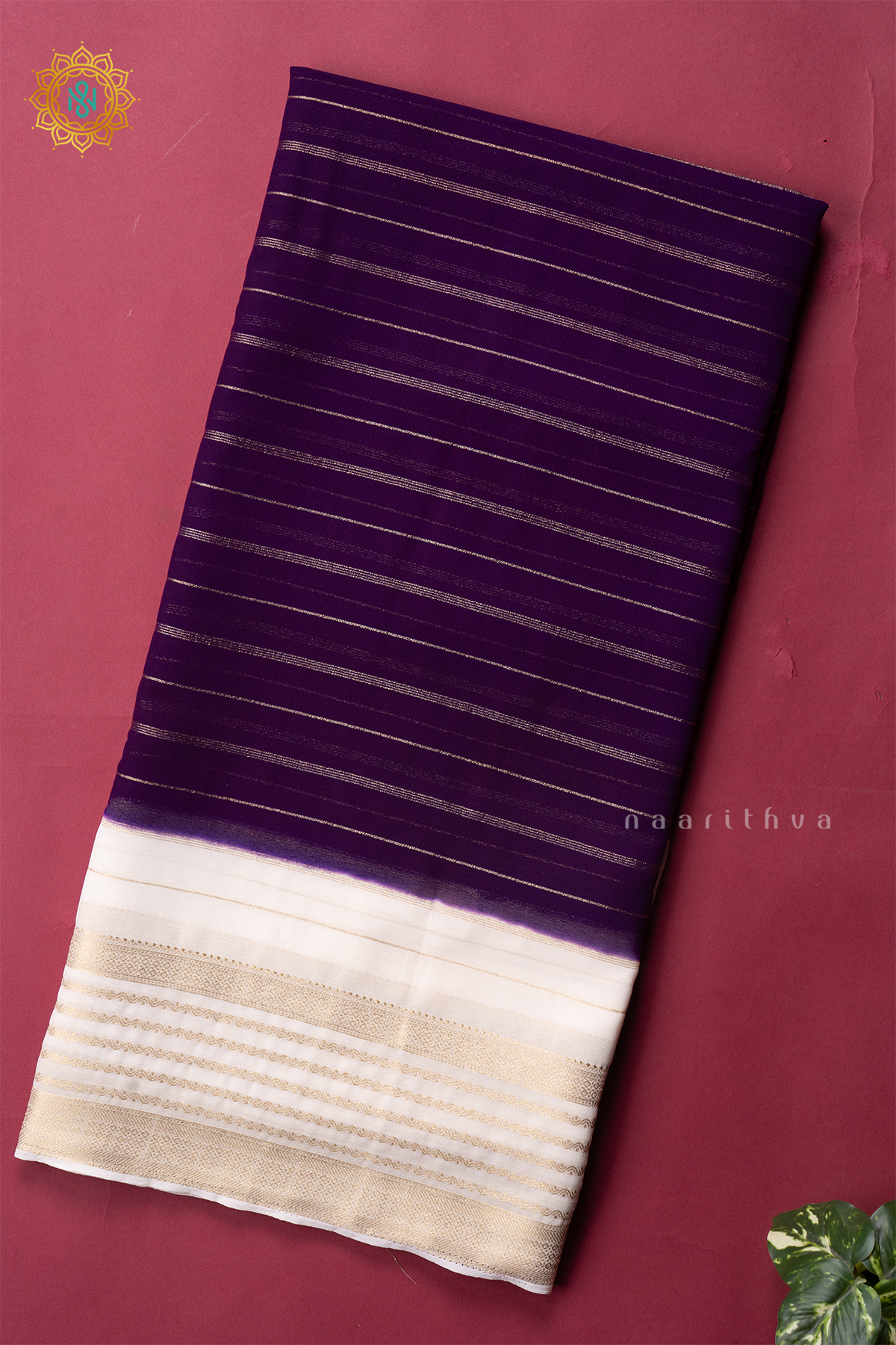 PURPLE WITH WHITE - SEMI GEORGETTE