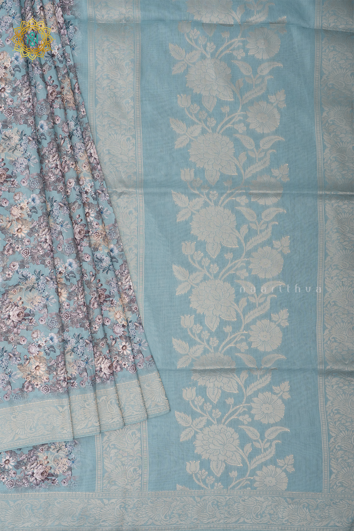 AQUA BLUE - SEMI CREPE SILK