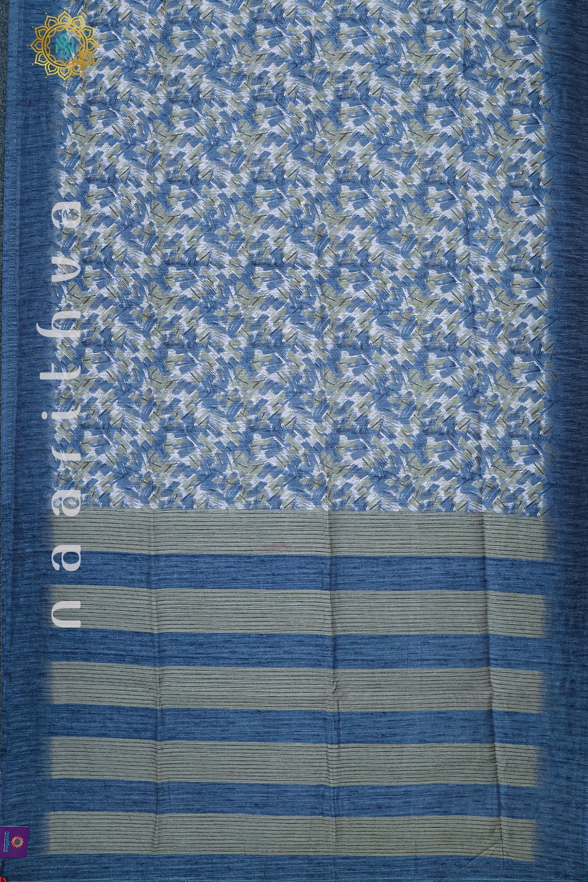 BLUE WITH GREY - JUTE COTTON