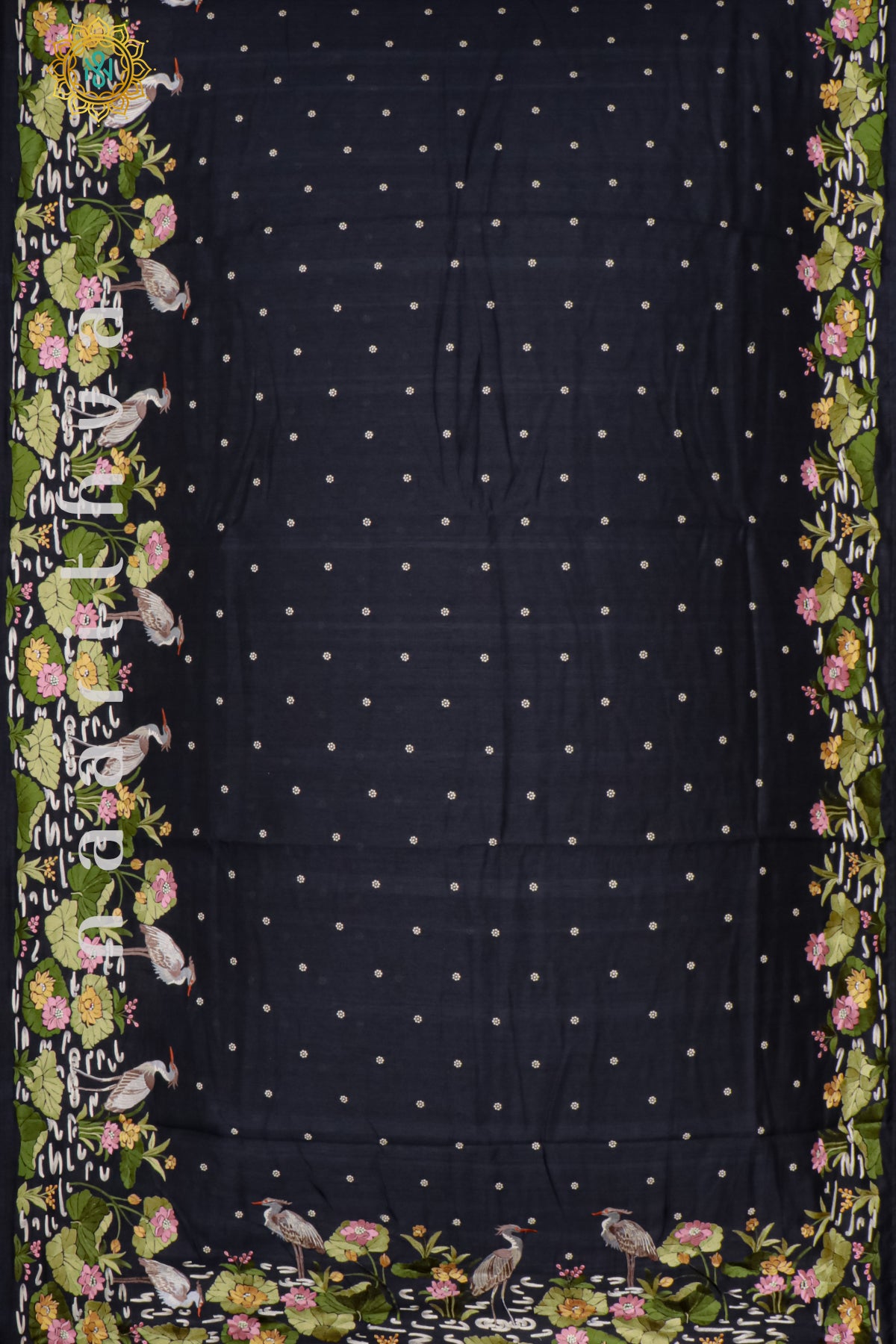 BLACK - SEMI TUSSAR SILK WITH EMBROIDERY
