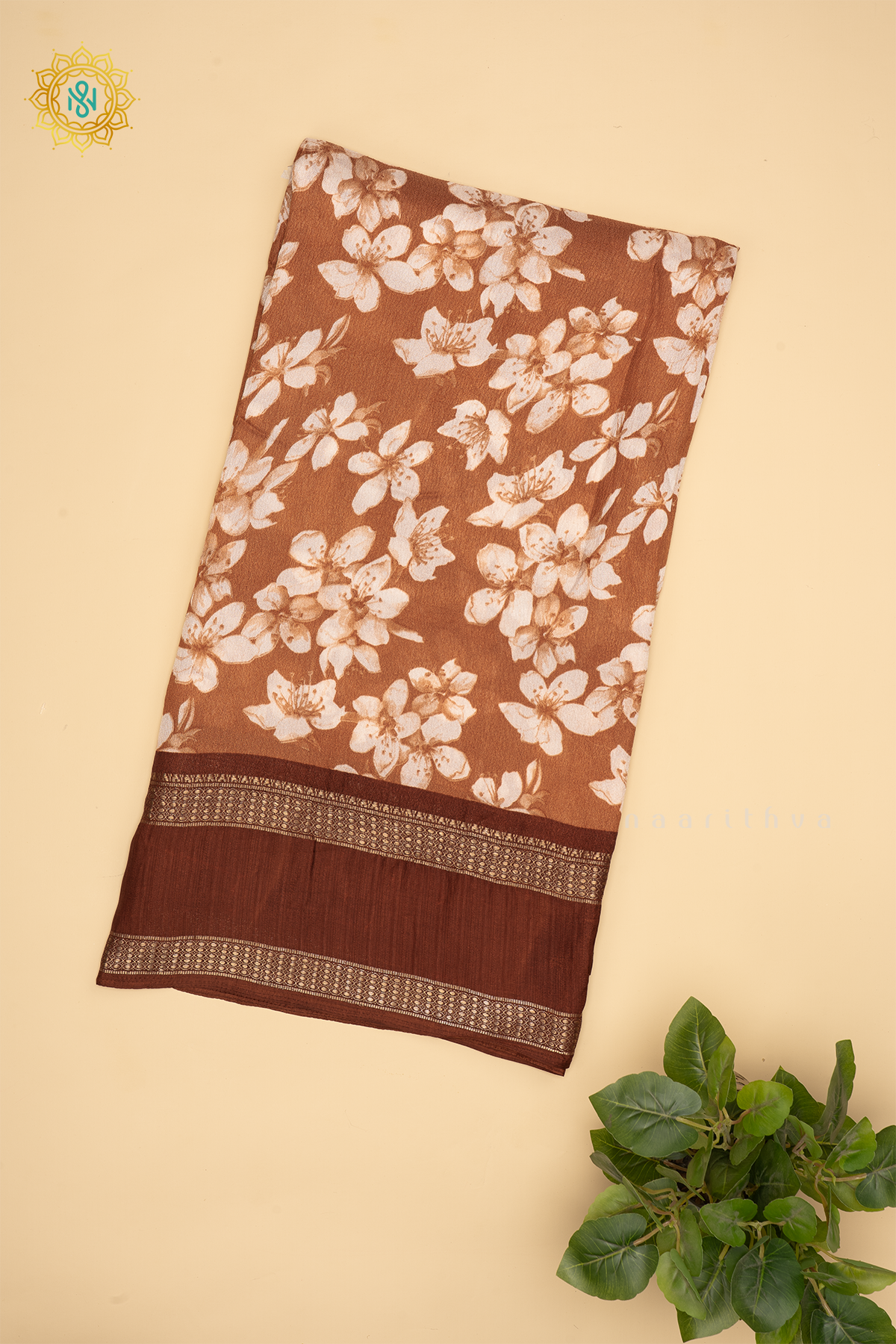 LIGHT BROWN WITH DARK BROWN - SEMI GEORGETTE