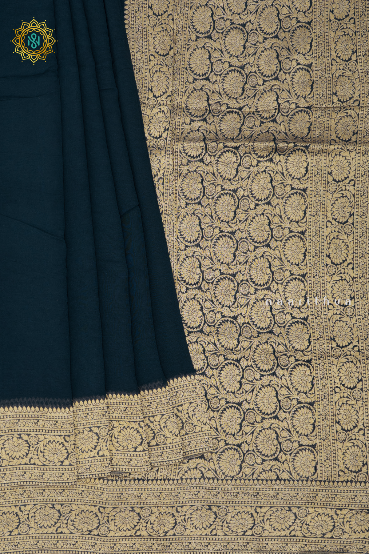 PEACOCK BLUE WITH PURPLE - SEMI GEORGETTE