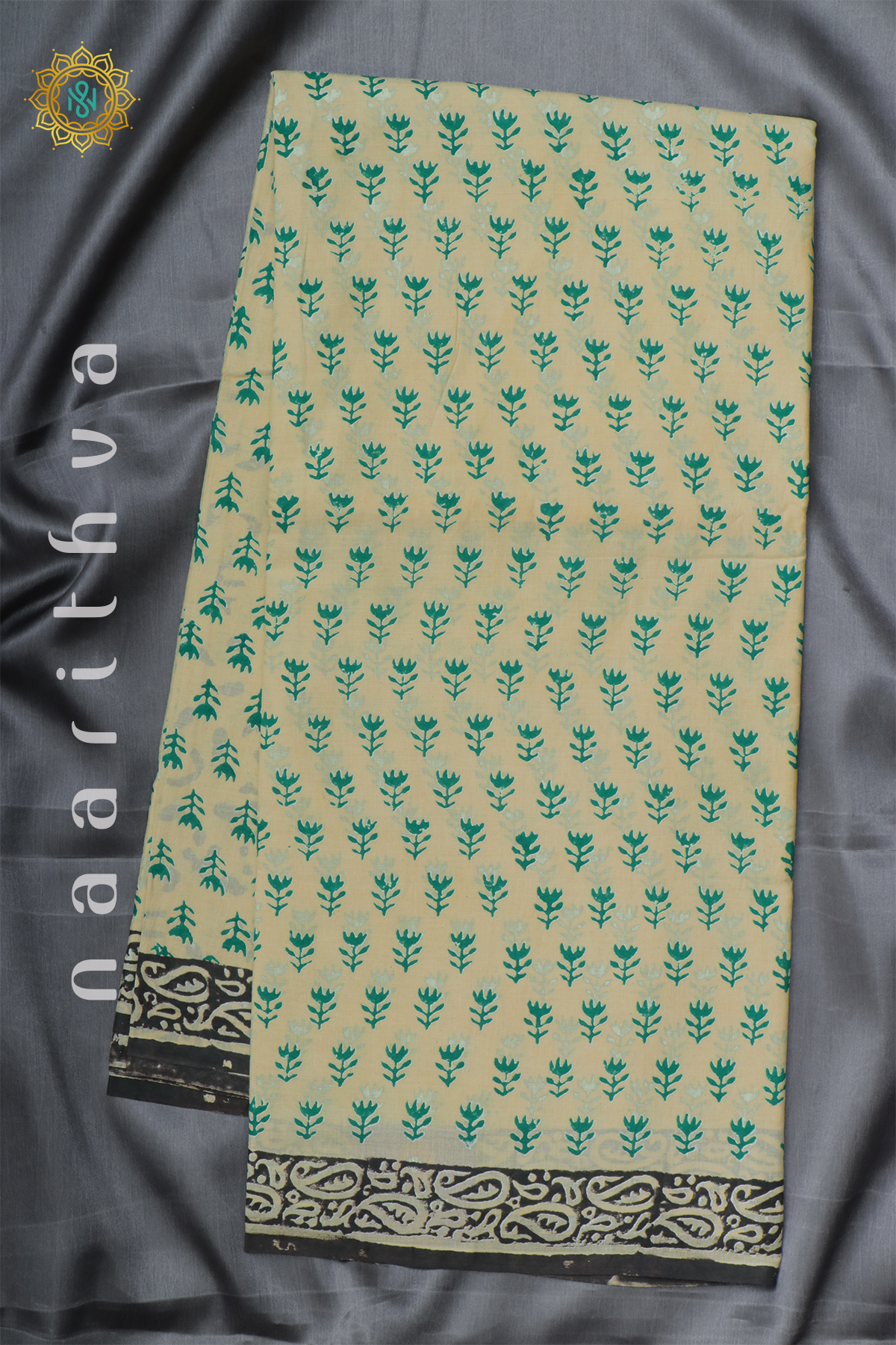 OFF WHITE WITH GREEN - MUL COTTON