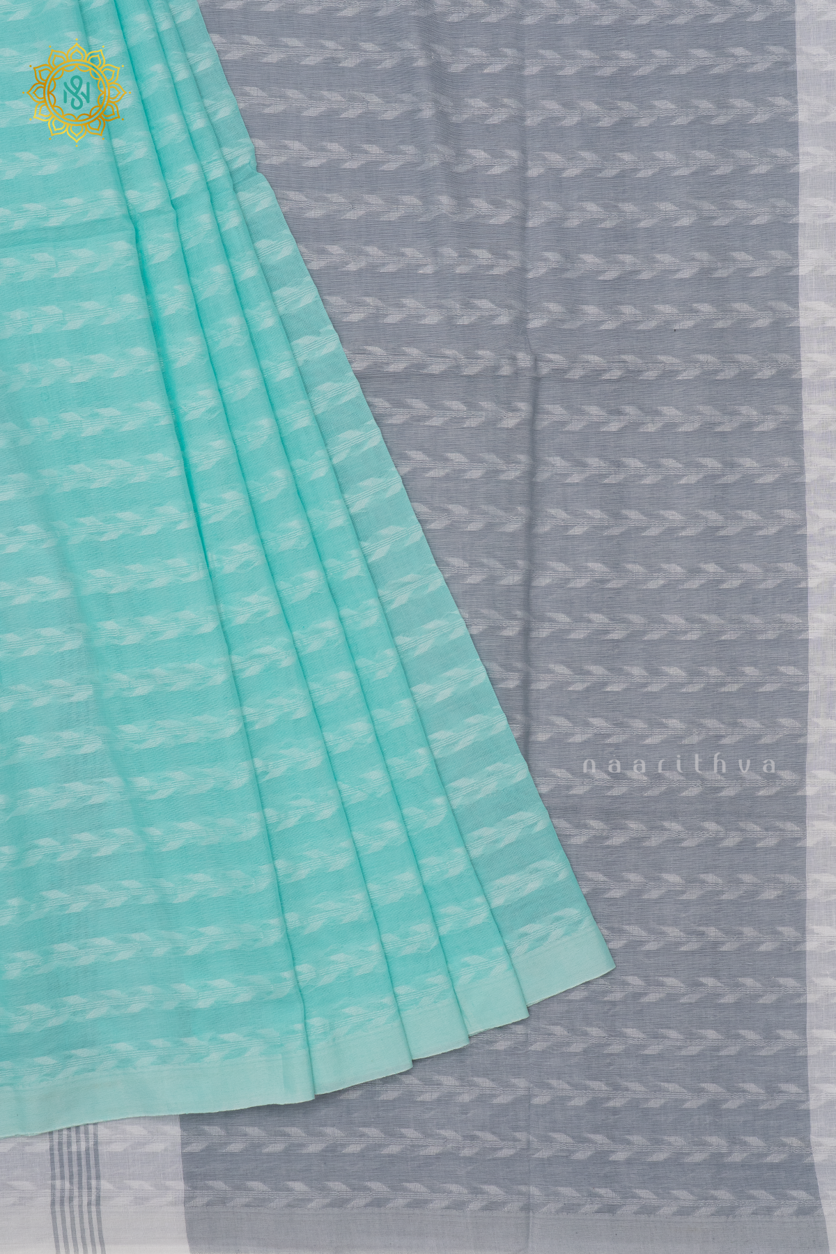 AQUA GREEN WITH GREY - MUL COTTON