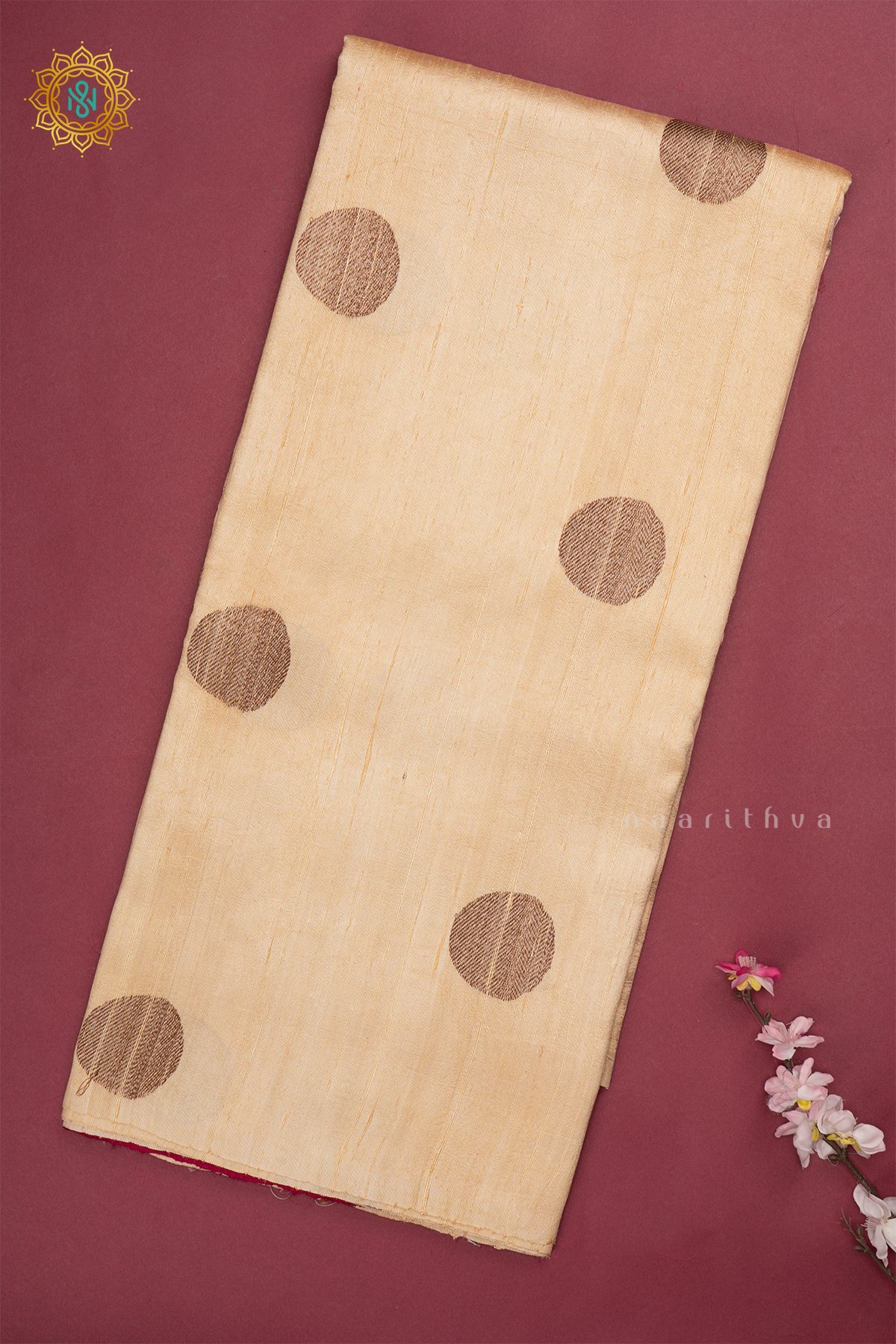 Off White with Pink Pure Banarasi Raw Silk Saree With Allover Zari Buttas