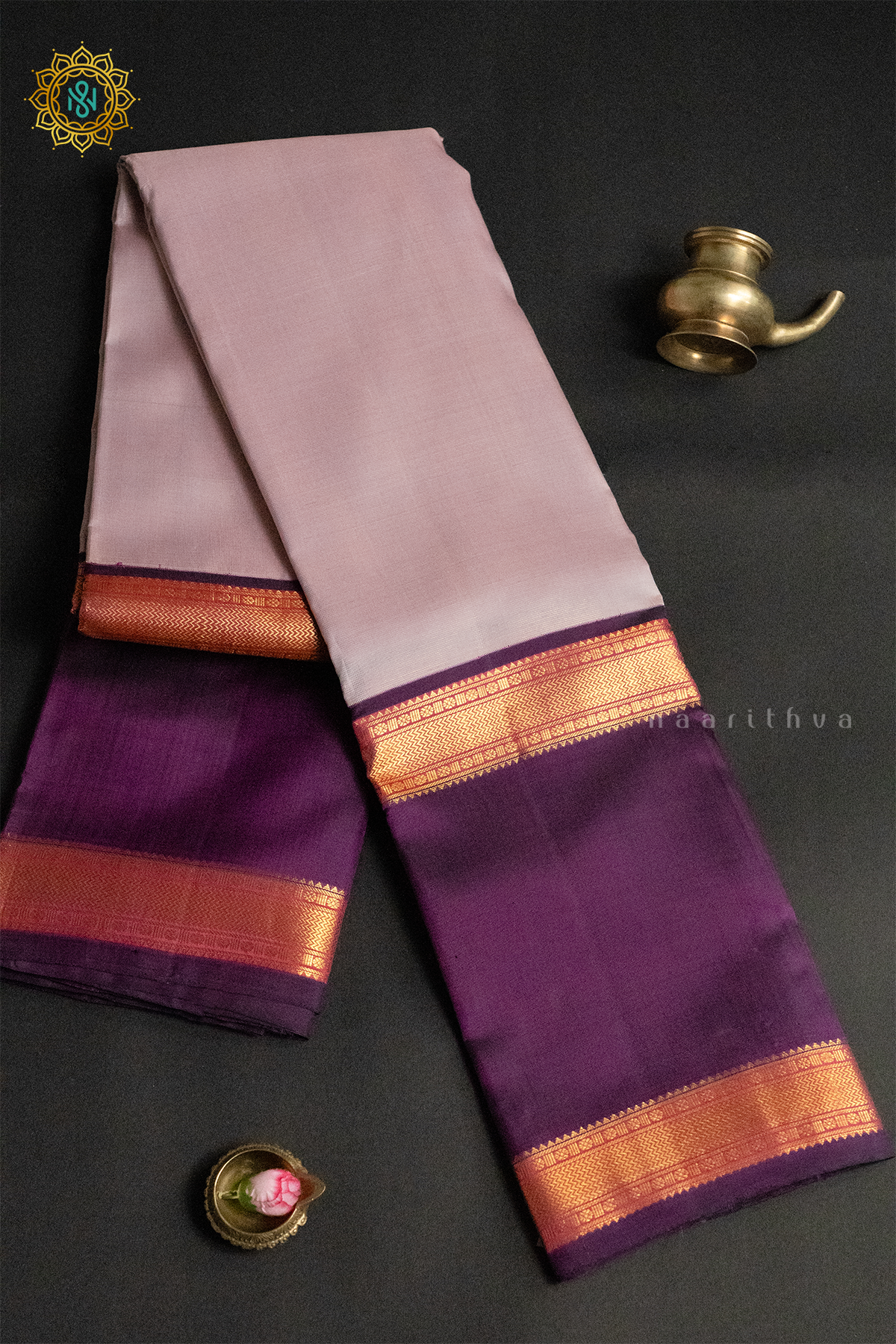 PEACH WITH WINE - PURE KANJIVARAM SILK