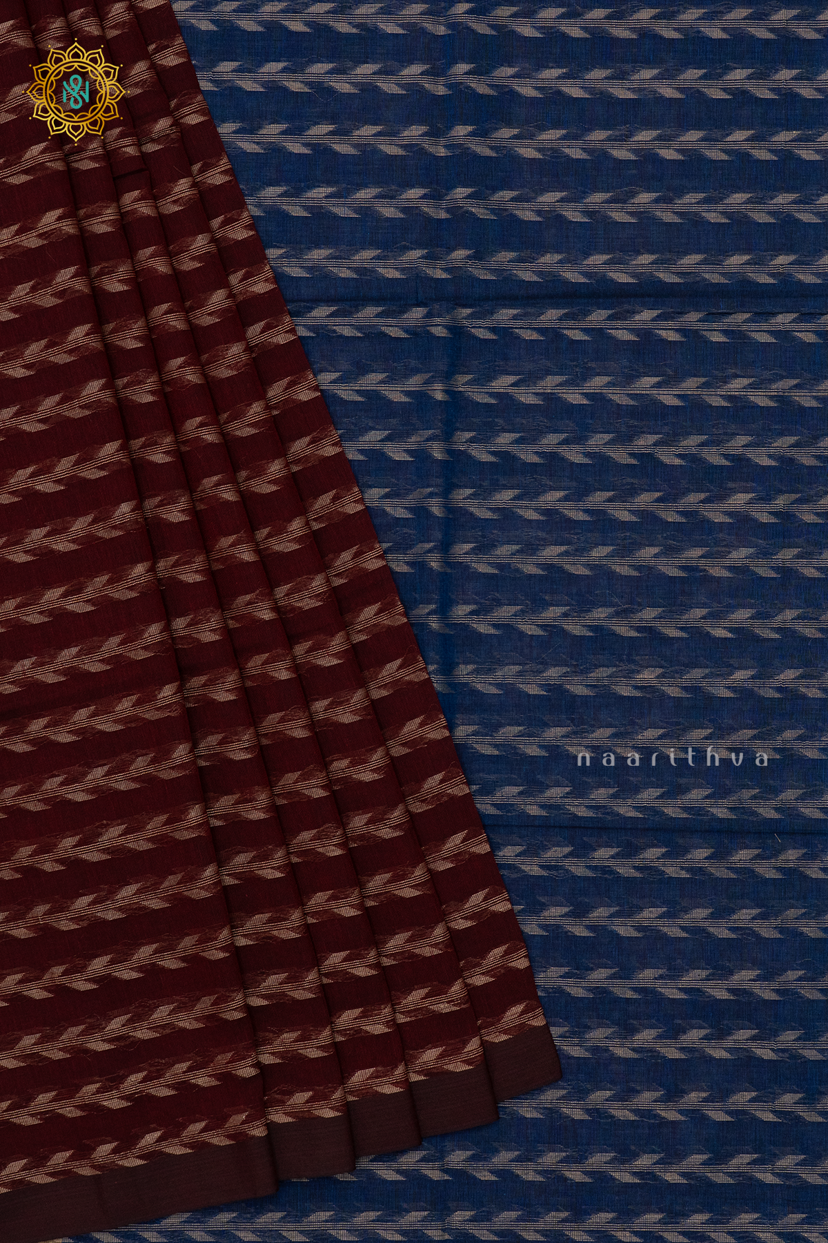 MAROON WITH BLUE - MUL COTTON