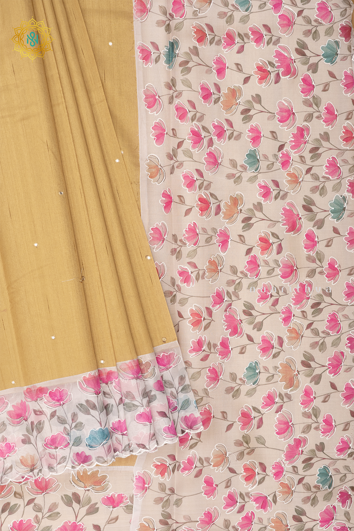 MUSTARD WITH OFF WHITE - SEMI TUSSAR