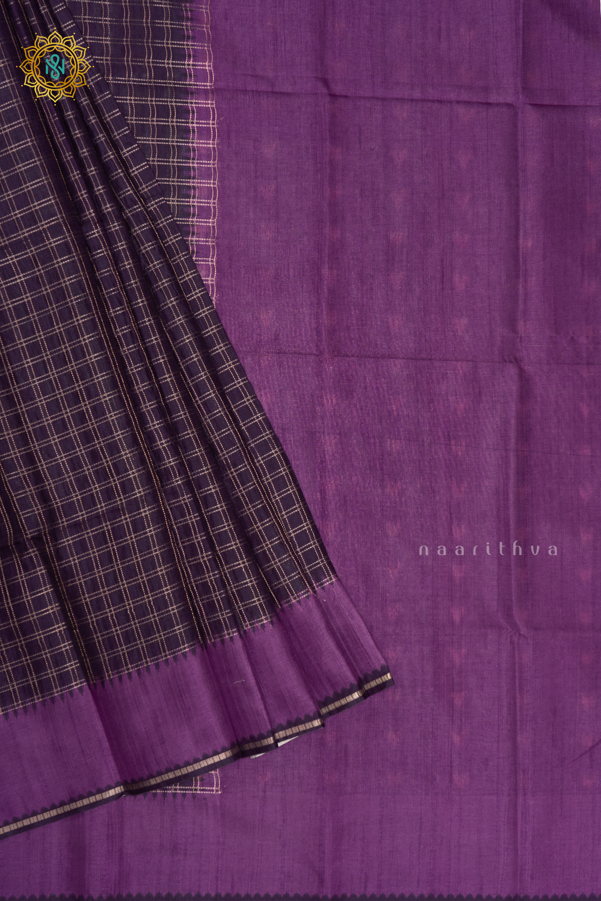 PURPLE WITH LAVENDER - SEMI TUSSAR SILK