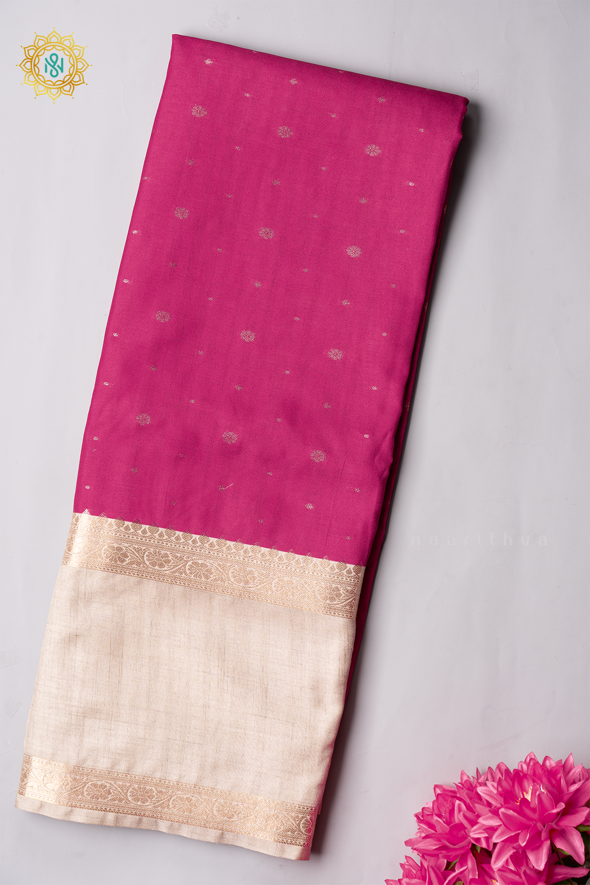 PINK WITH BEIGE - SEMI TUSSAR SILK