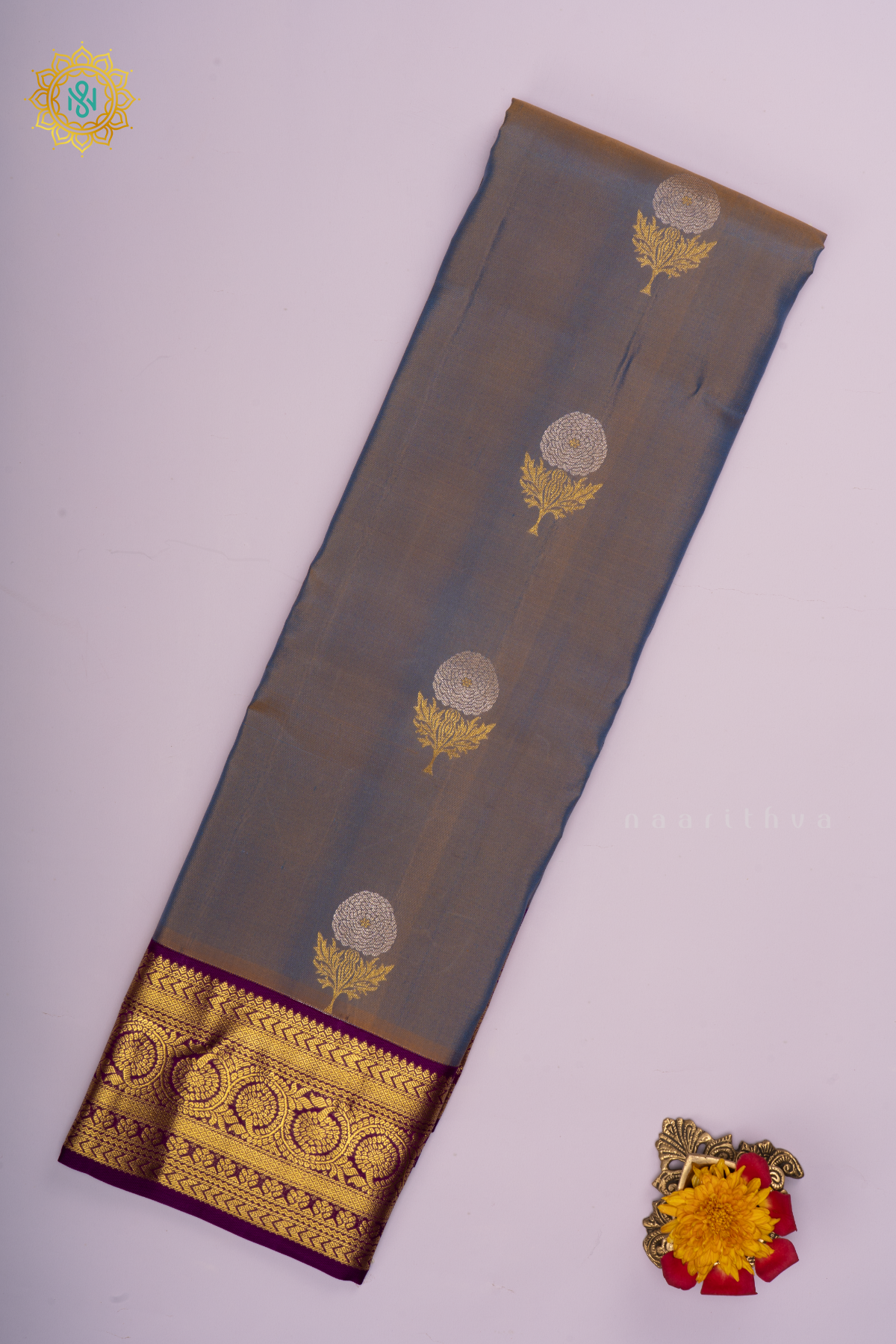 DUAL SHADE OF BLUE WITH PURPLE - PURE KANJIVARAM SILK